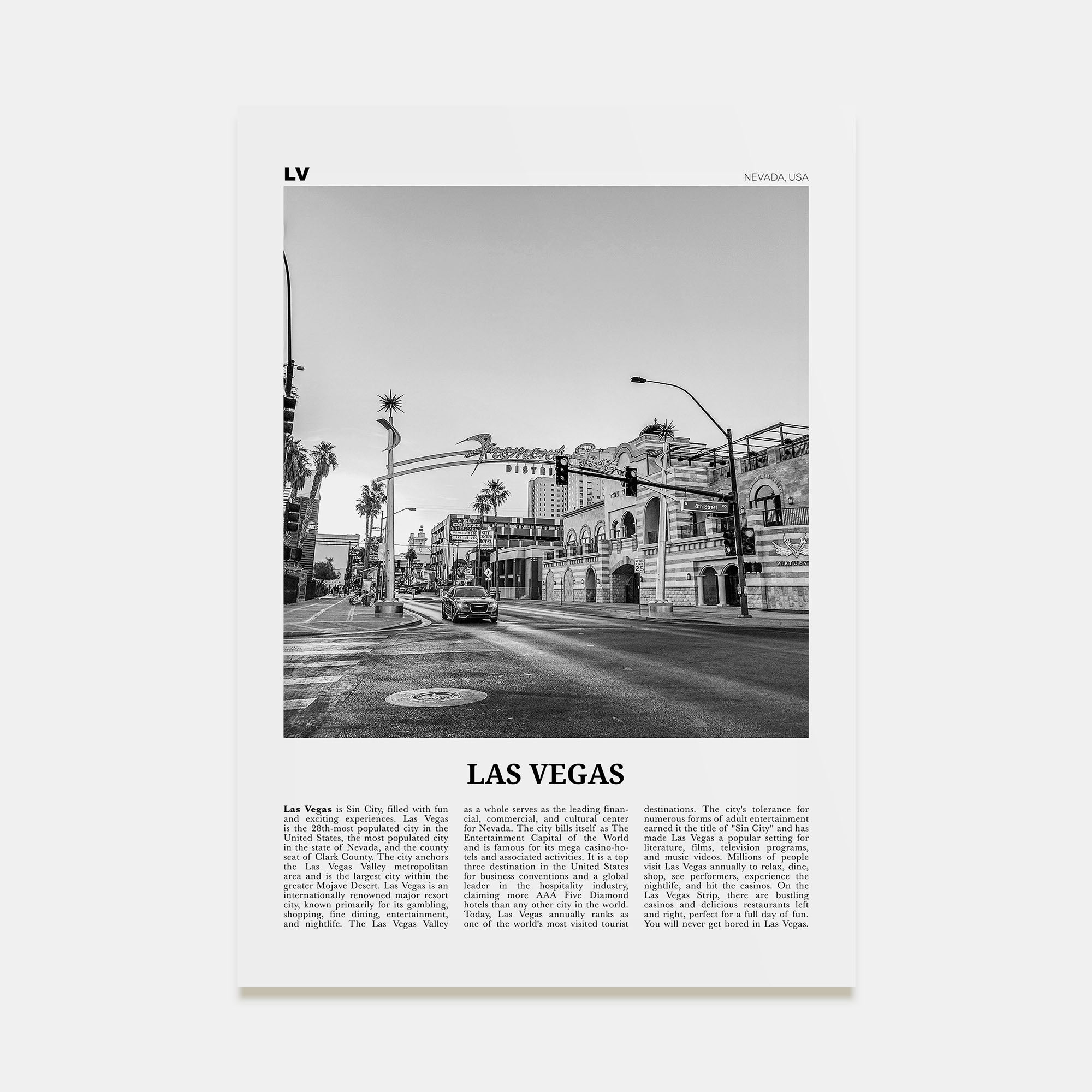 Las Vegas Travel B&W No 4 Poster