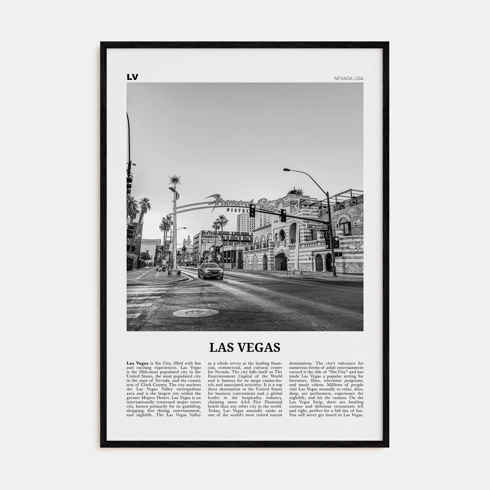 Las Vegas Travel B&W No 4 Poster