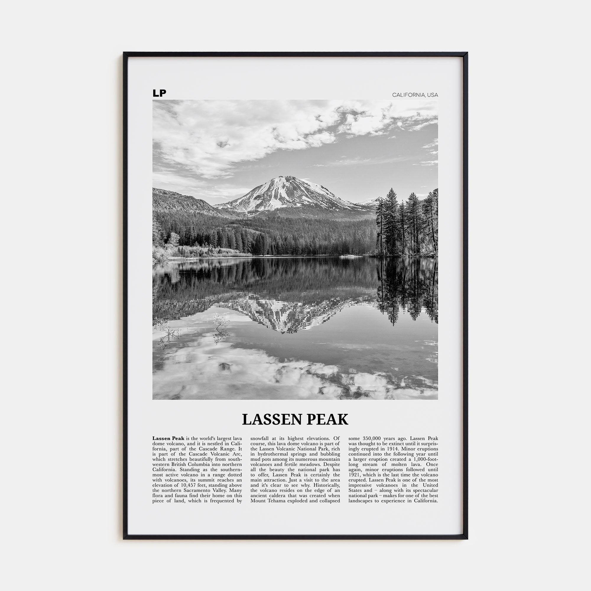Lassen Peak Travel B&W Poster