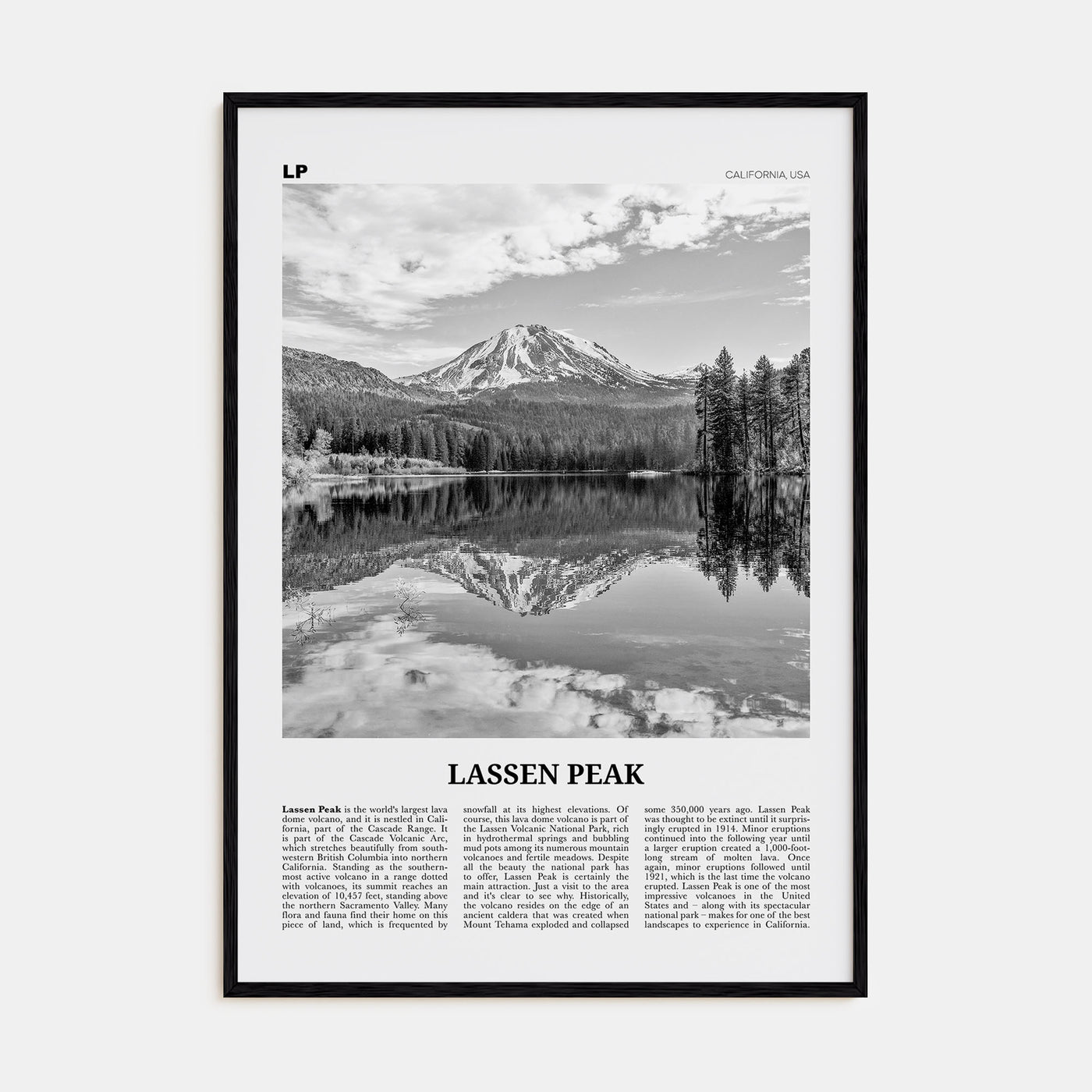 Lassen Peak Travel B&W Poster