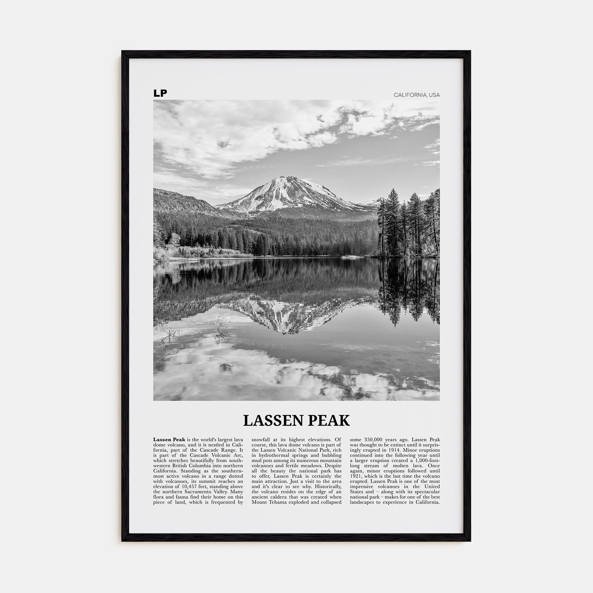 Lassen Peak Travel B&W Poster