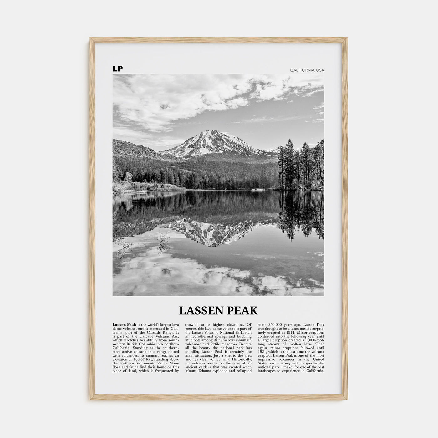 Lassen Peak Travel B&W Poster