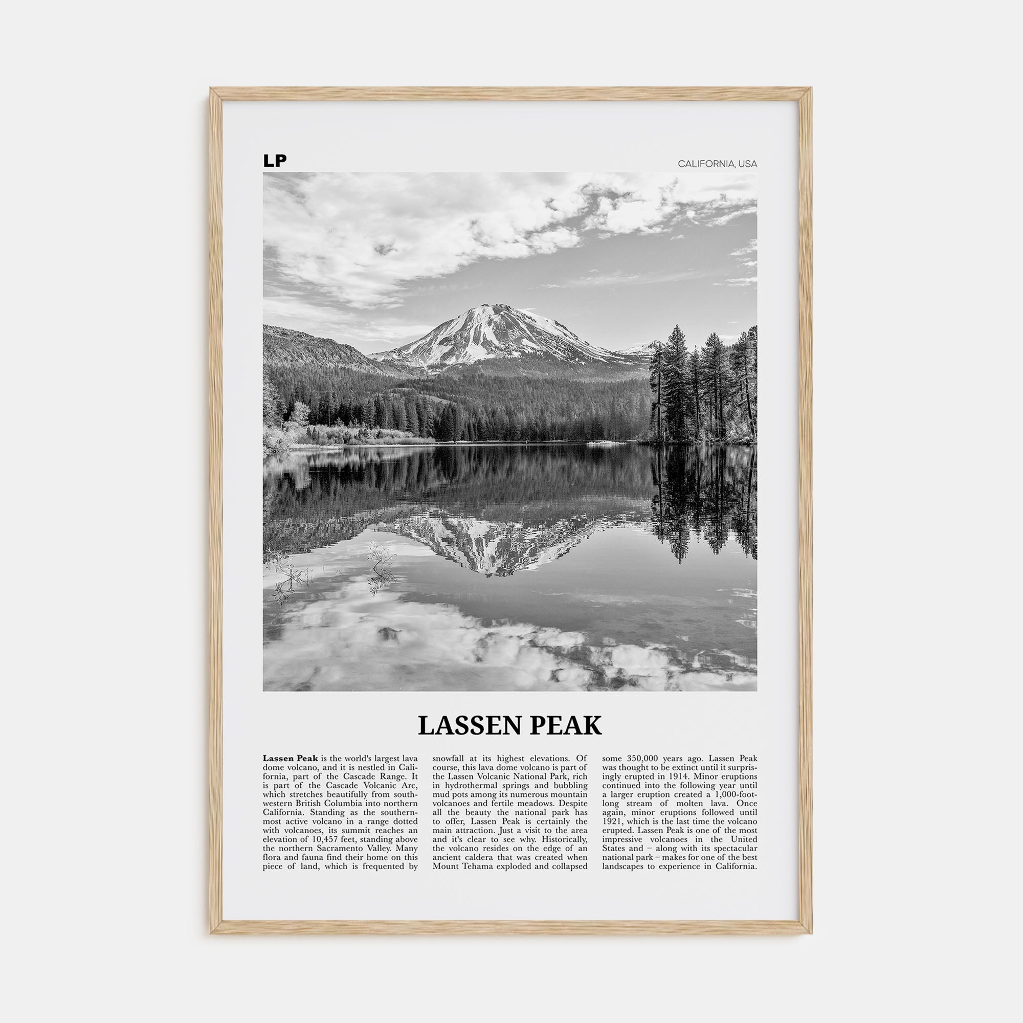 Lassen Peak Travel B&W Poster