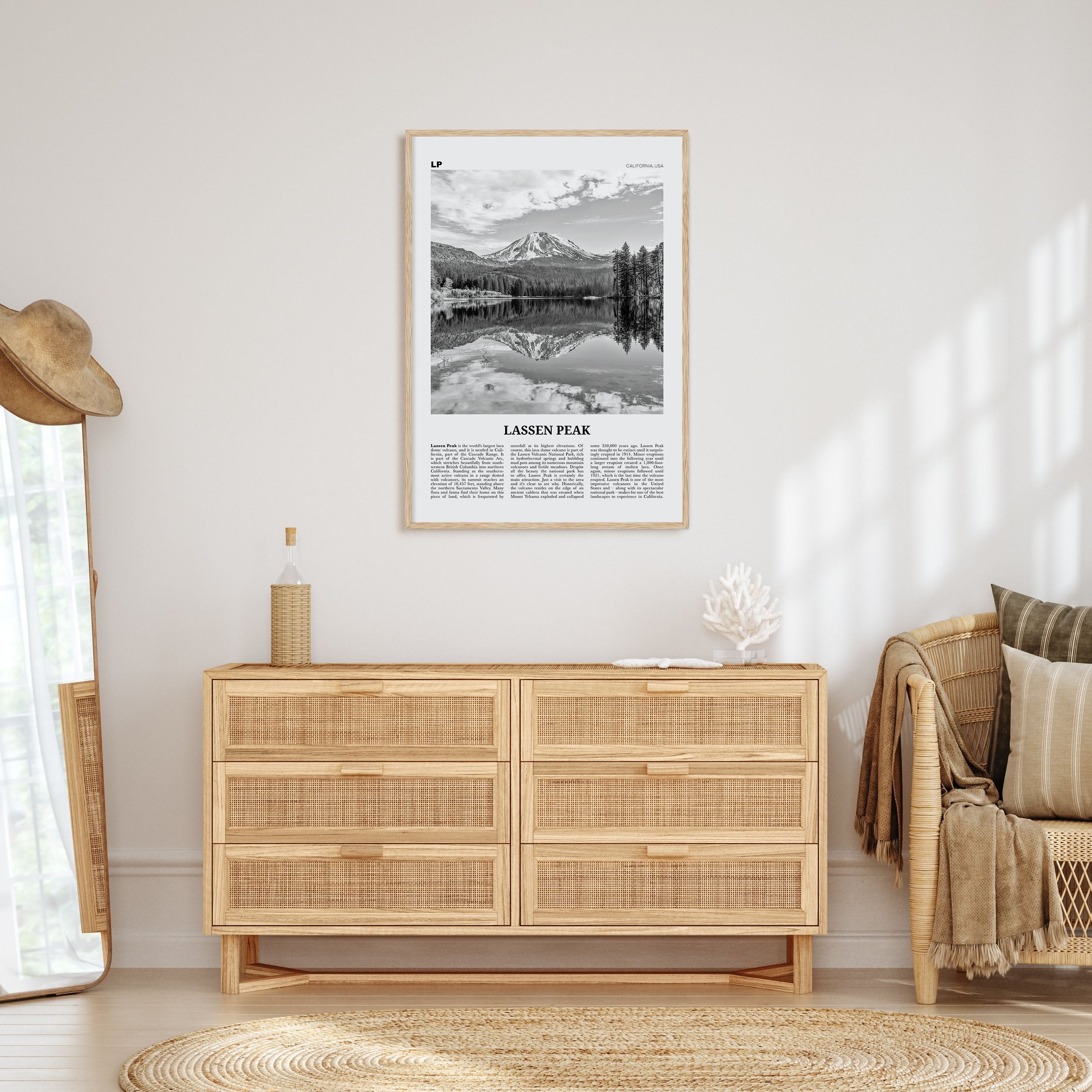 Lassen Peak Travel B&W Poster