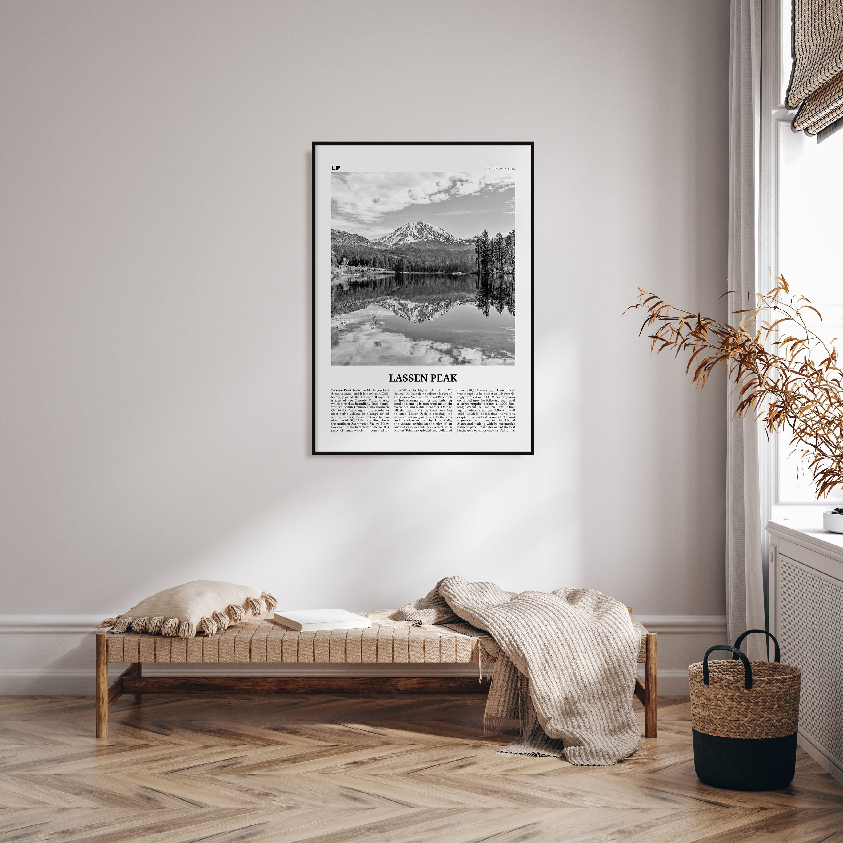 Lassen Peak Travel B&W Poster