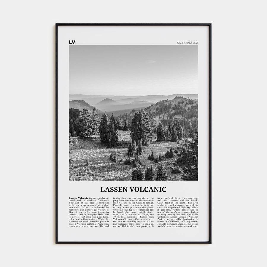 Lassen Volcanic National Park Travel B&W Poster