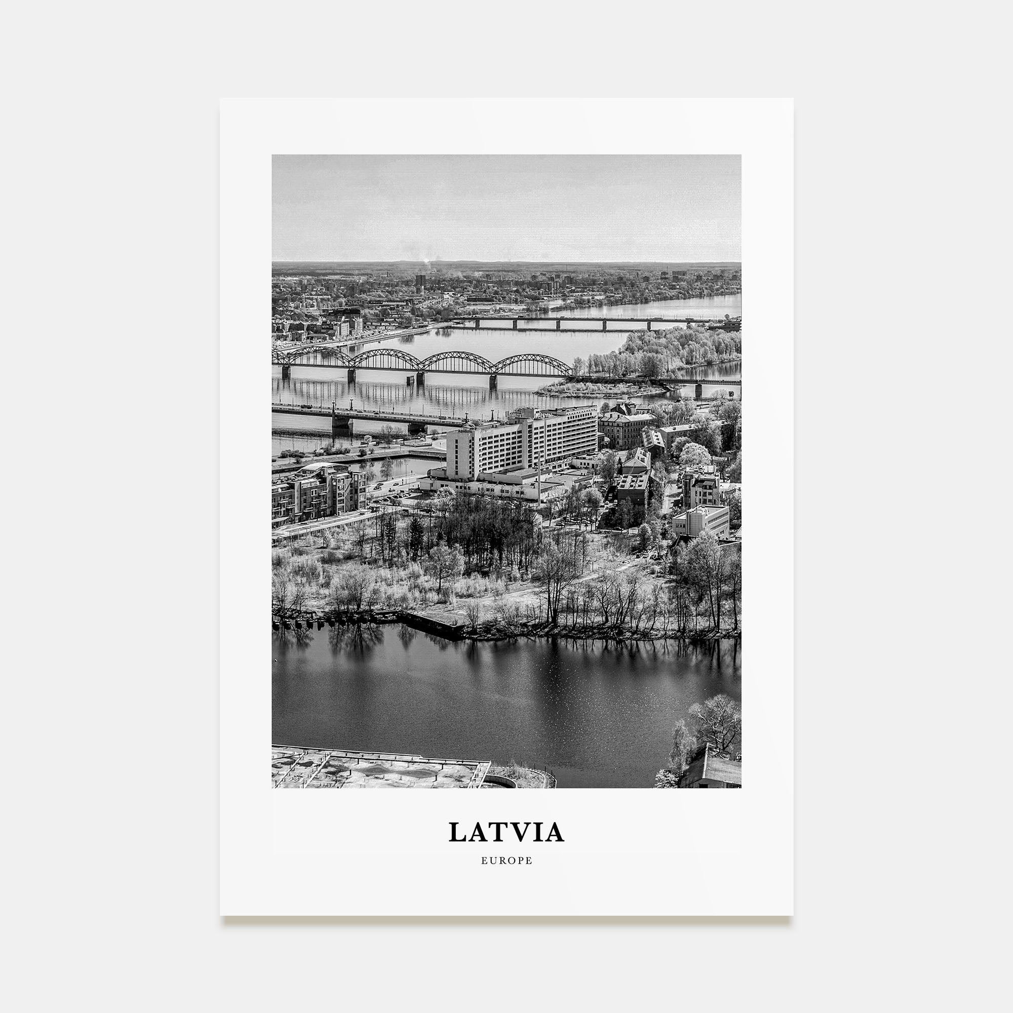 Latvia Portrait B&W Poster