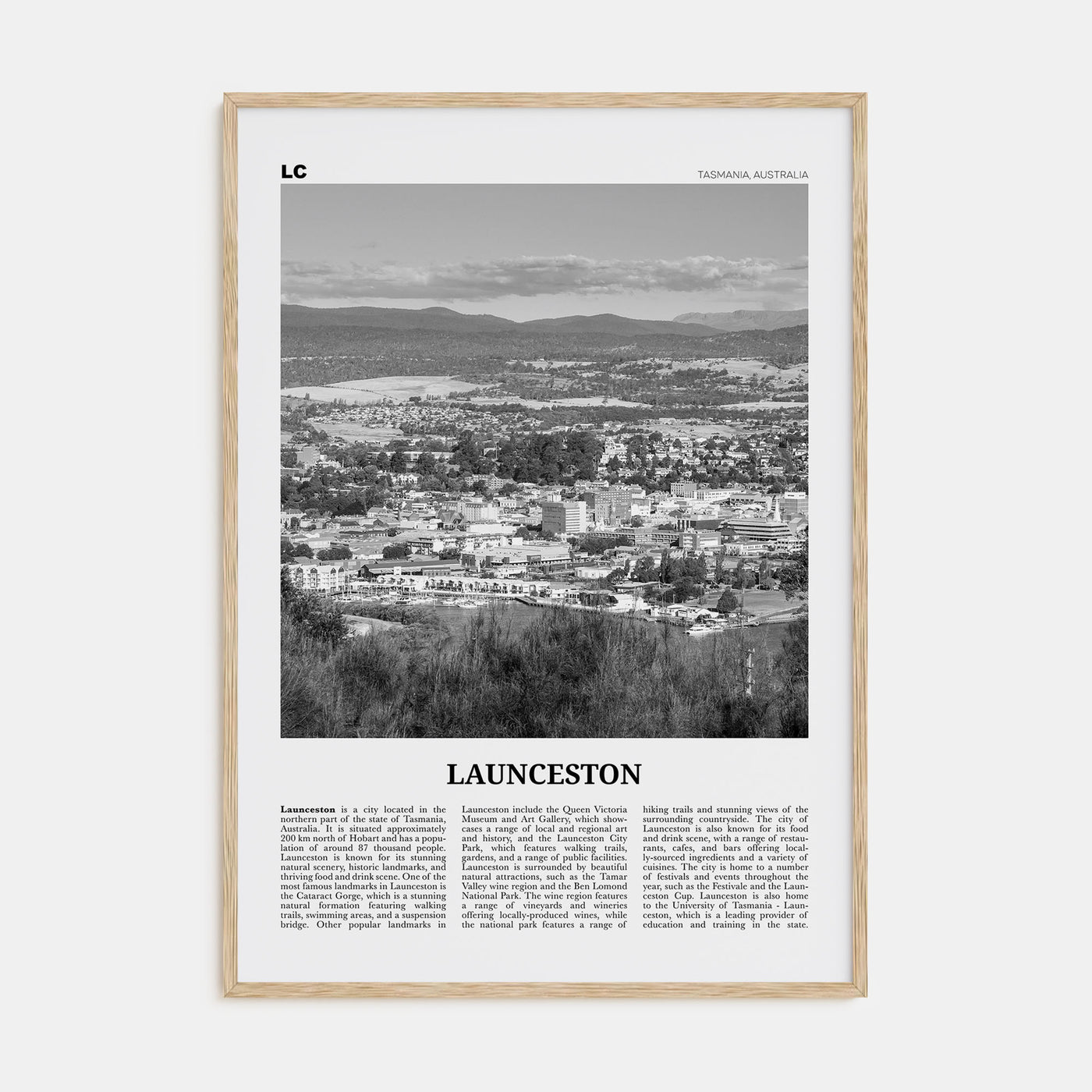 Launceston Travel B&W Poster