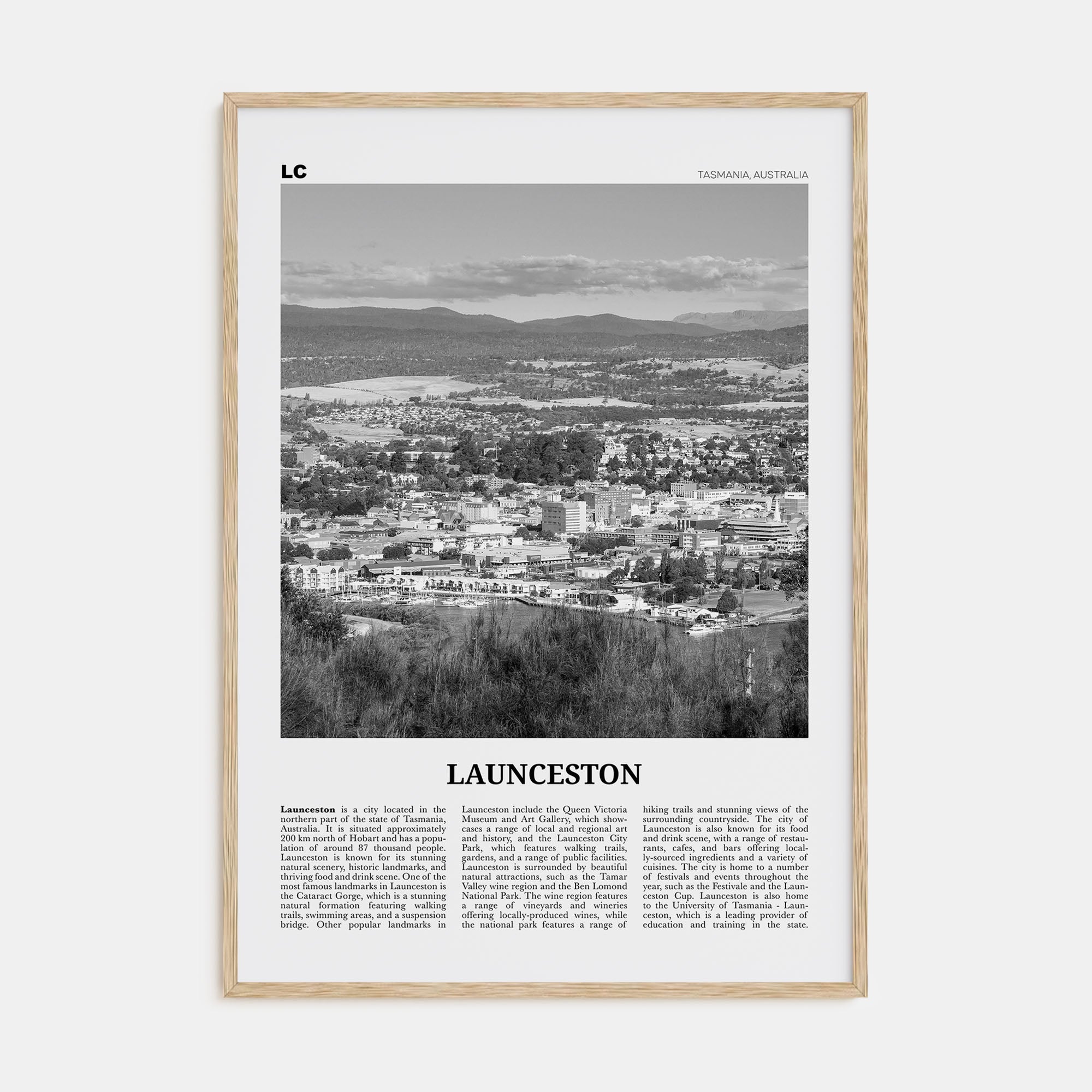 Launceston Travel B&W Poster