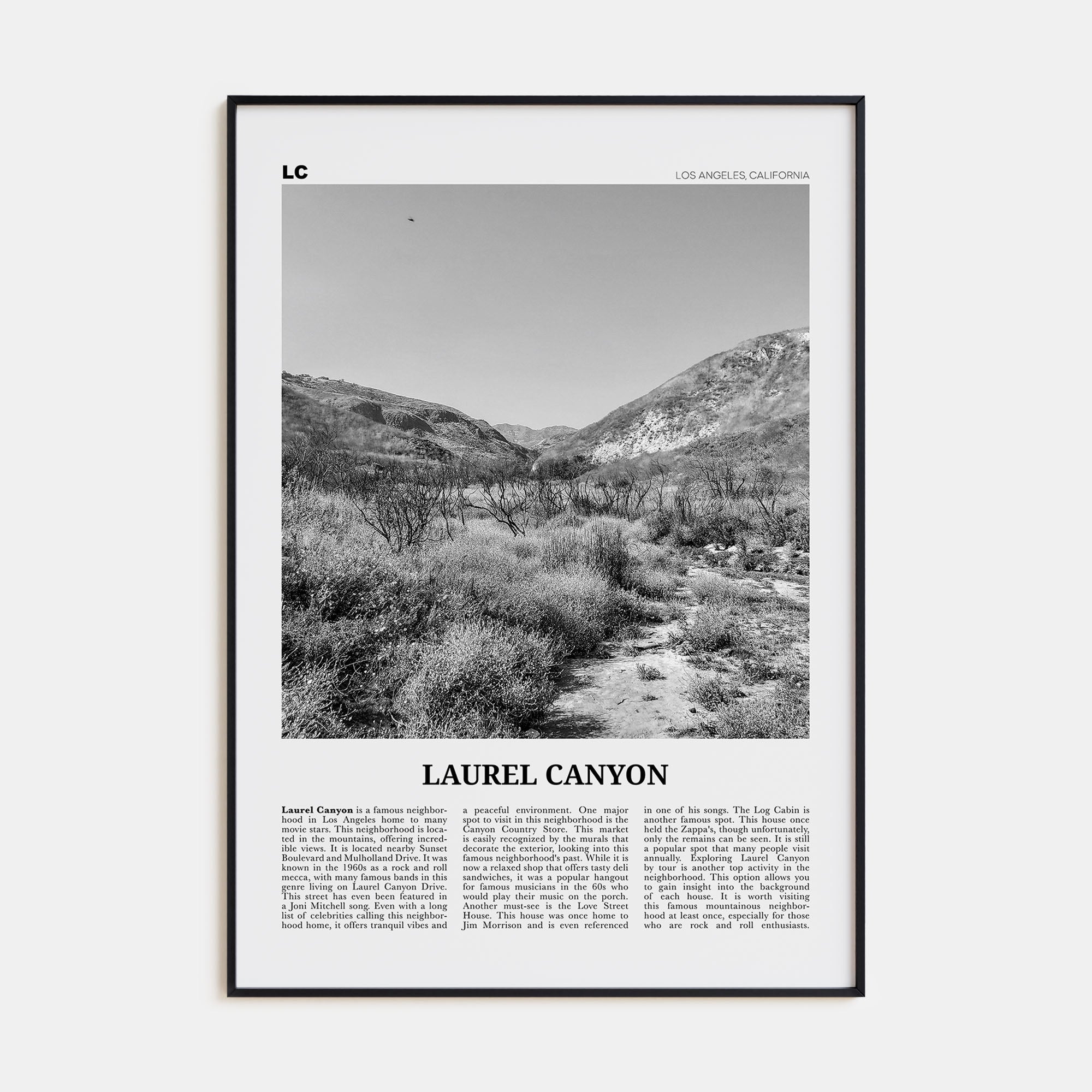 Laurel Canyon Travel B&W Poster
