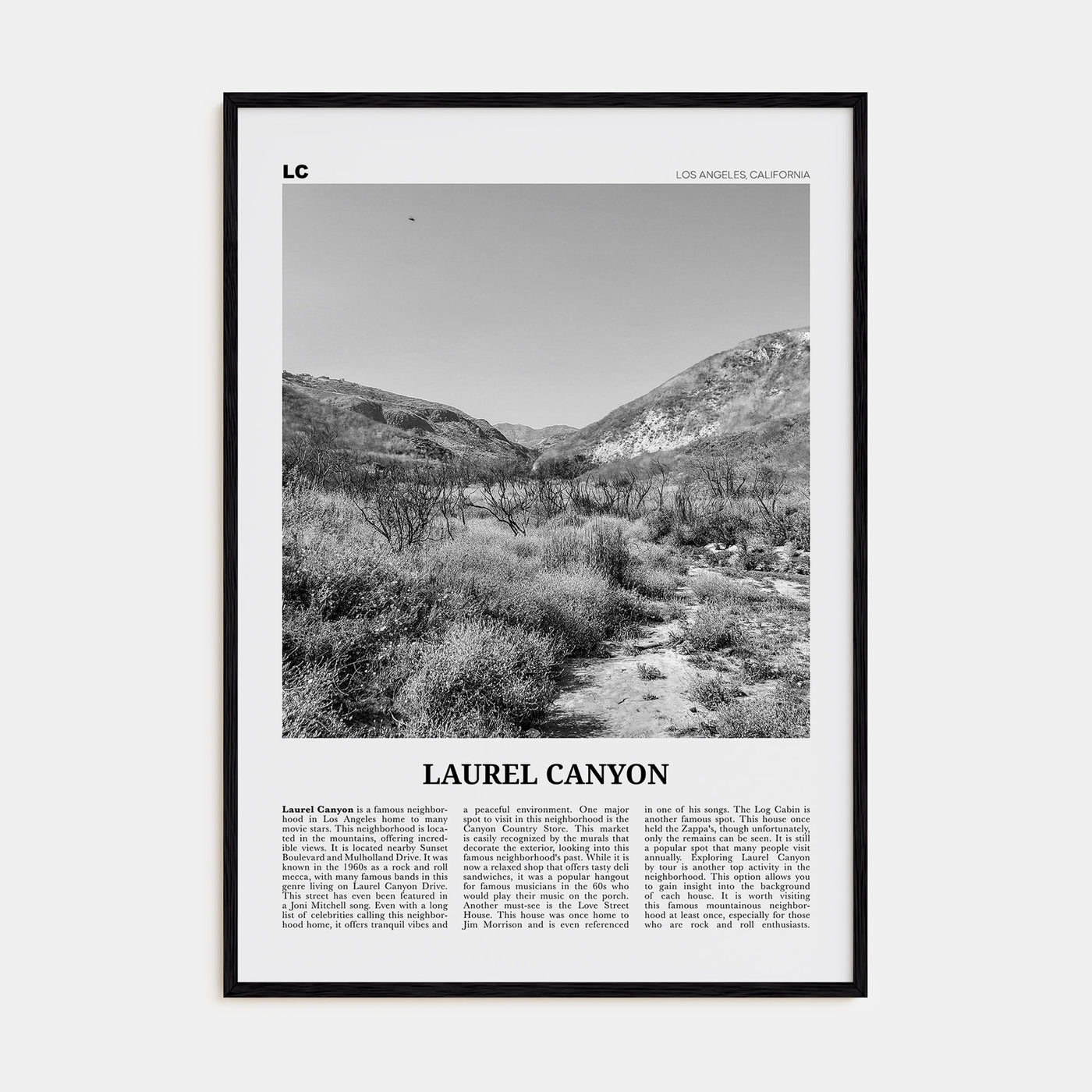 Laurel Canyon Travel B&W Poster