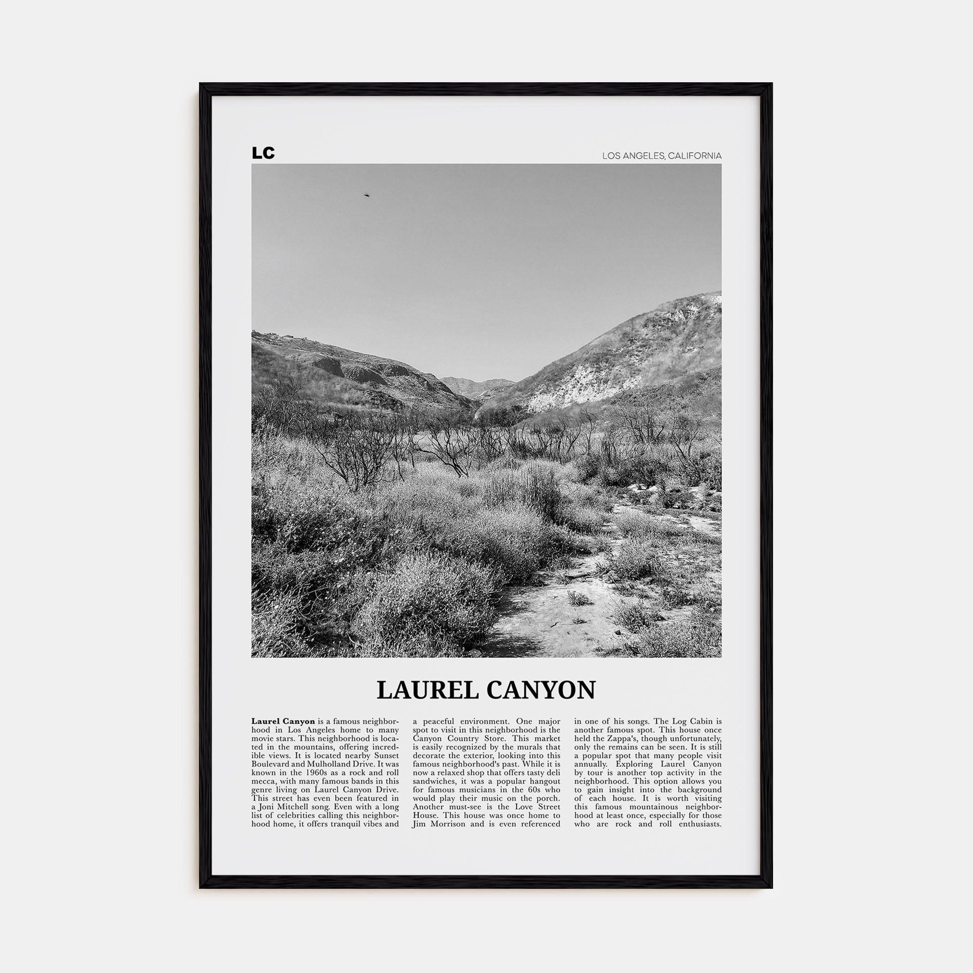 Laurel Canyon Travel B&W Poster