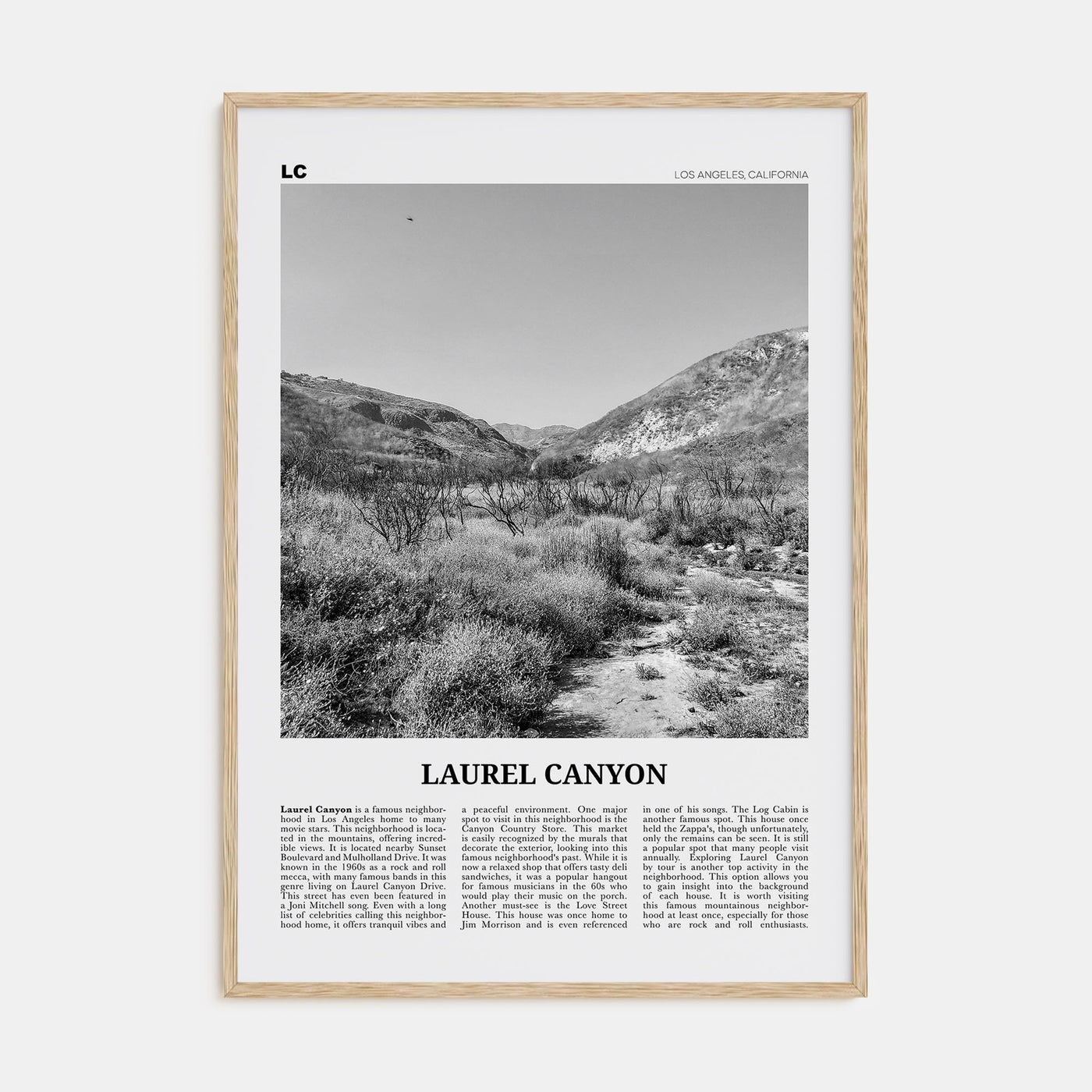 Laurel Canyon Travel B&W Poster