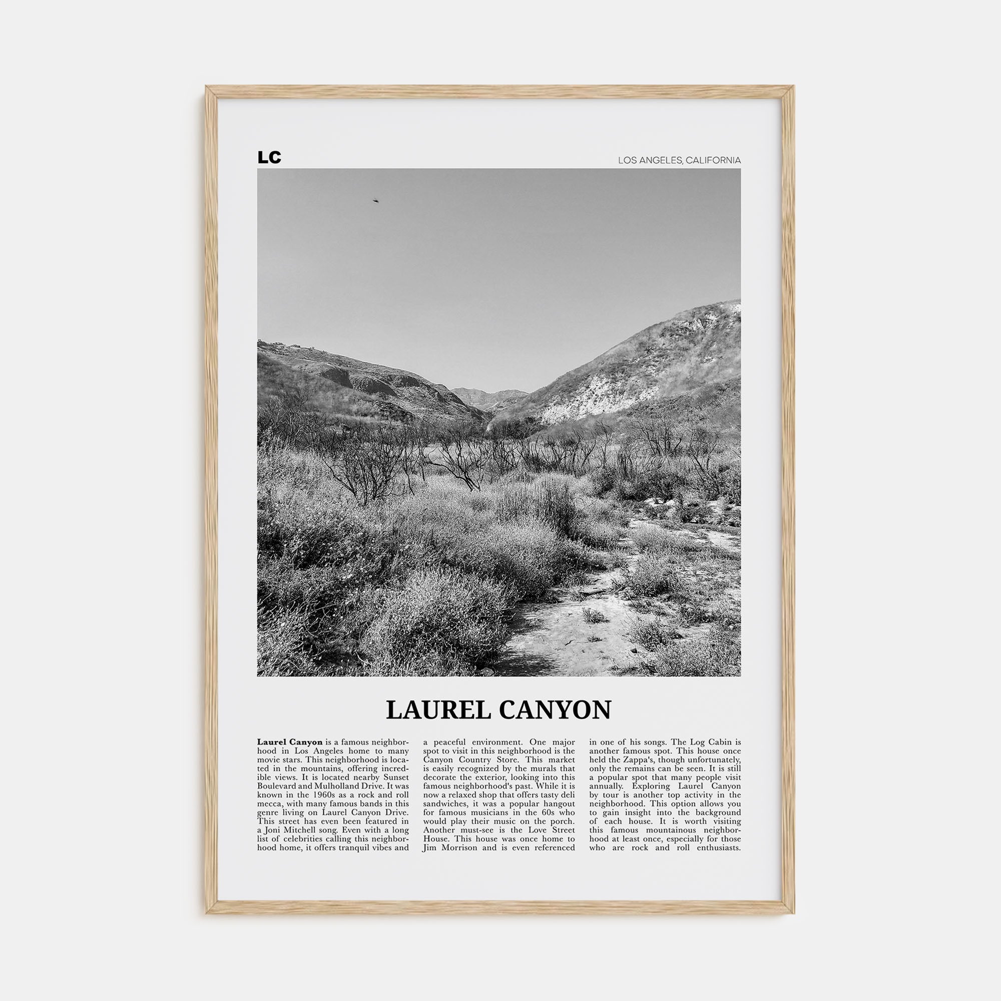 Laurel Canyon Travel B&W Poster