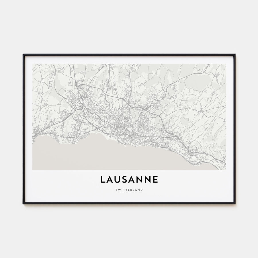 Lausanne Map Landscape Poster