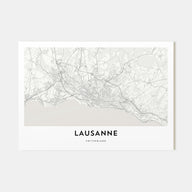 Lausanne Map Landscape Poster