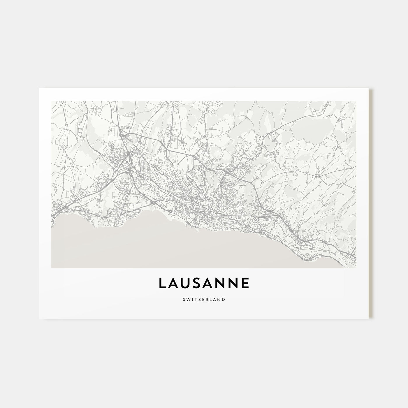 Lausanne Map Landscape Poster