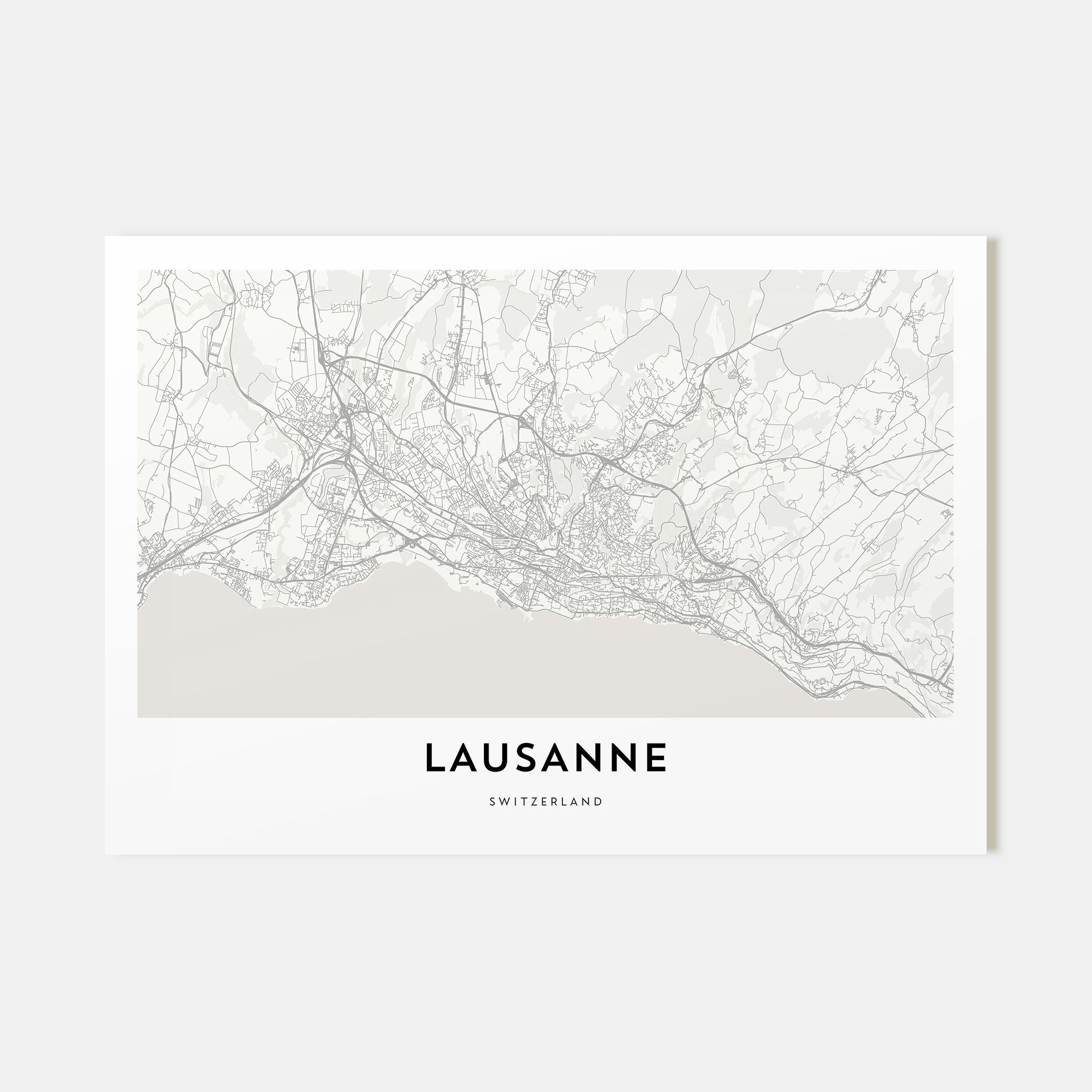 Lausanne Map Landscape Poster