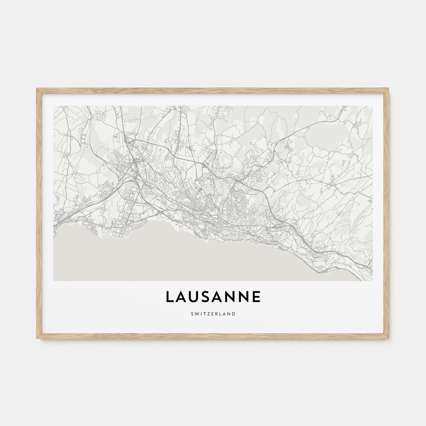 Lausanne Map Landscape Poster