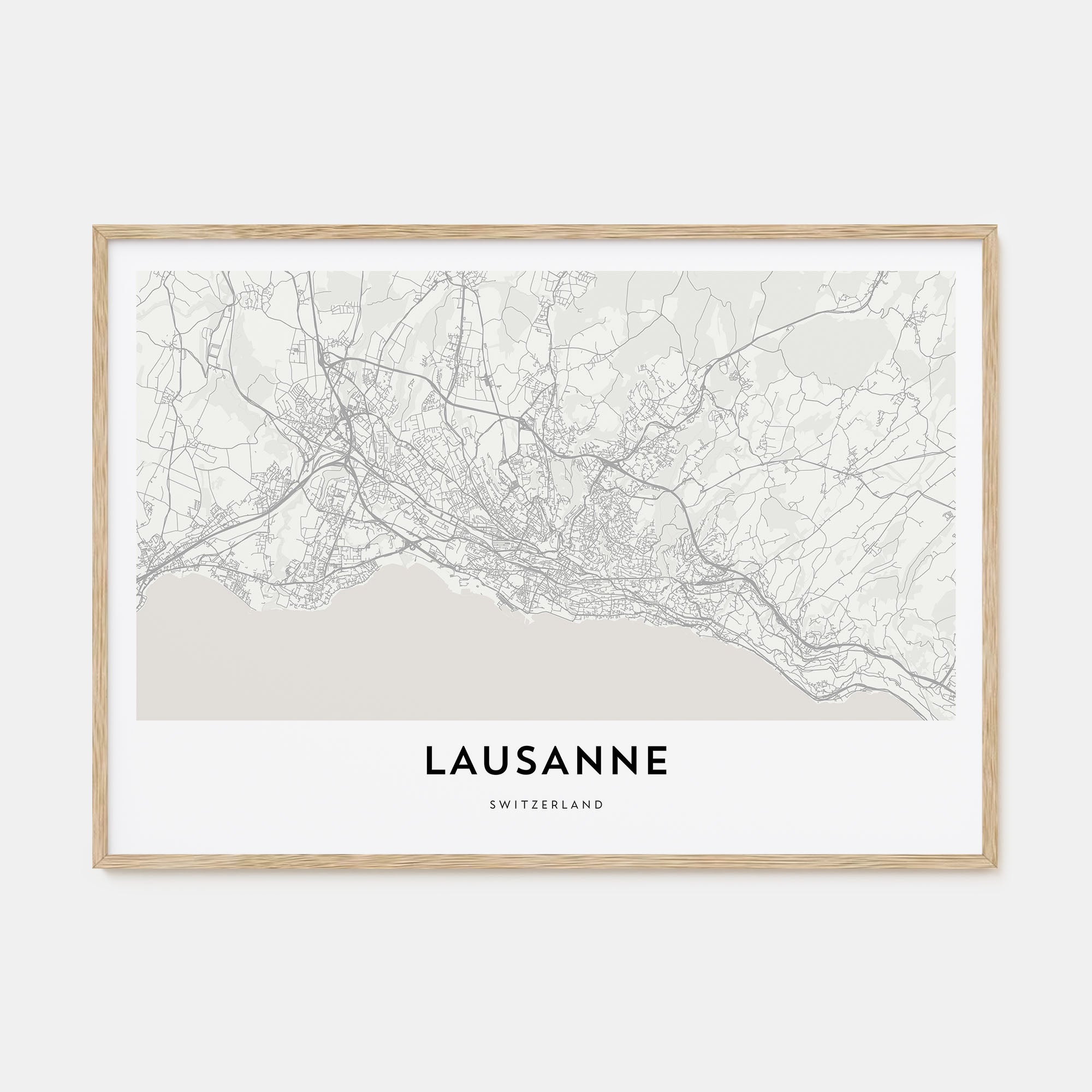 Lausanne Map Landscape Poster