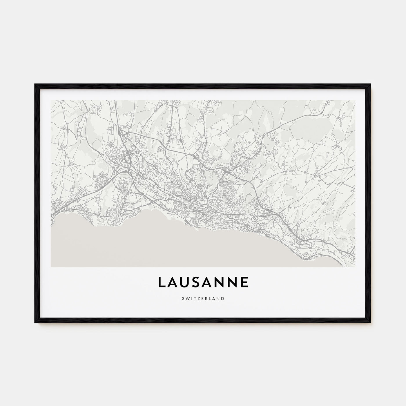Lausanne Map Landscape Poster