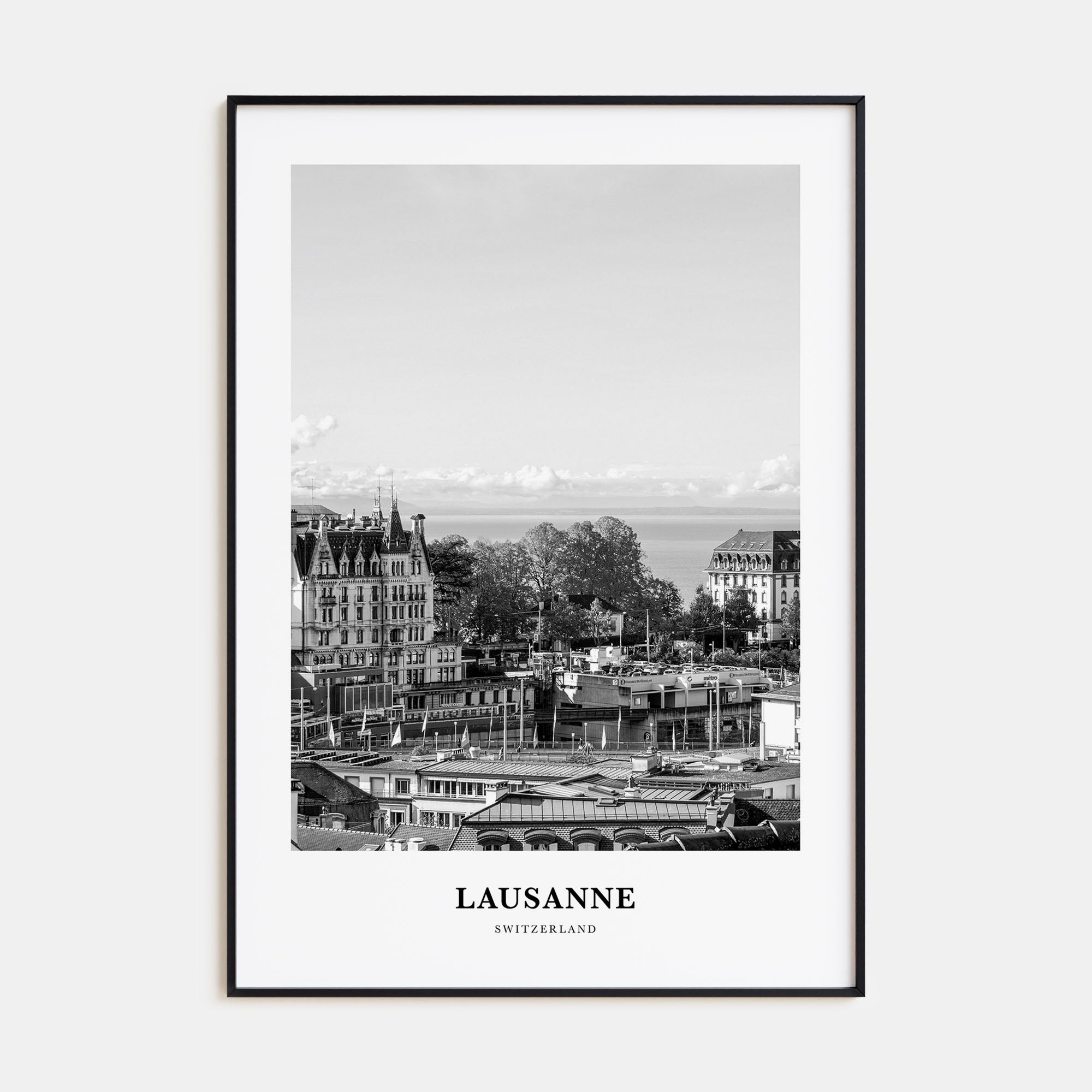 Lausanne Portrait B&W Poster