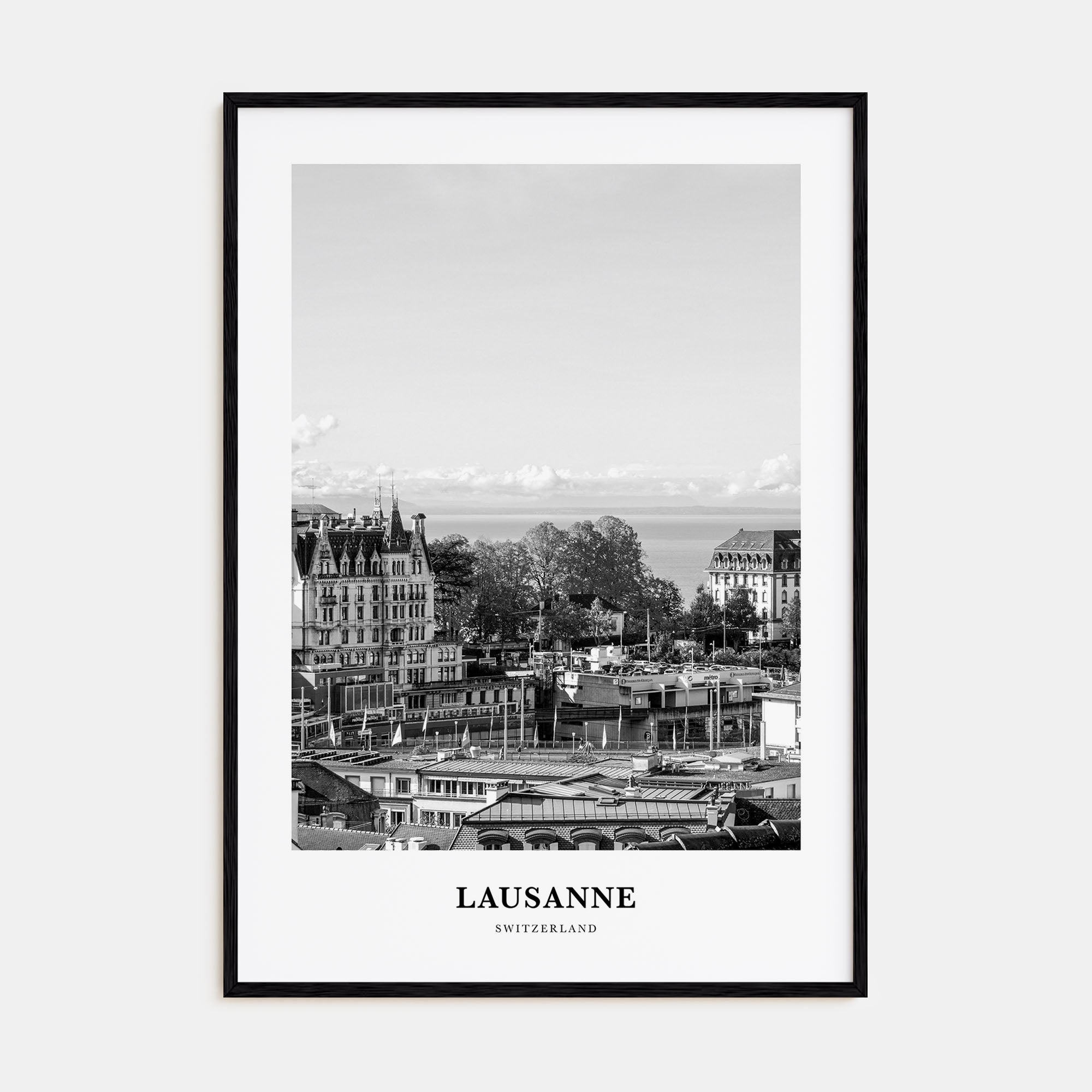 Lausanne Portrait B&W Poster