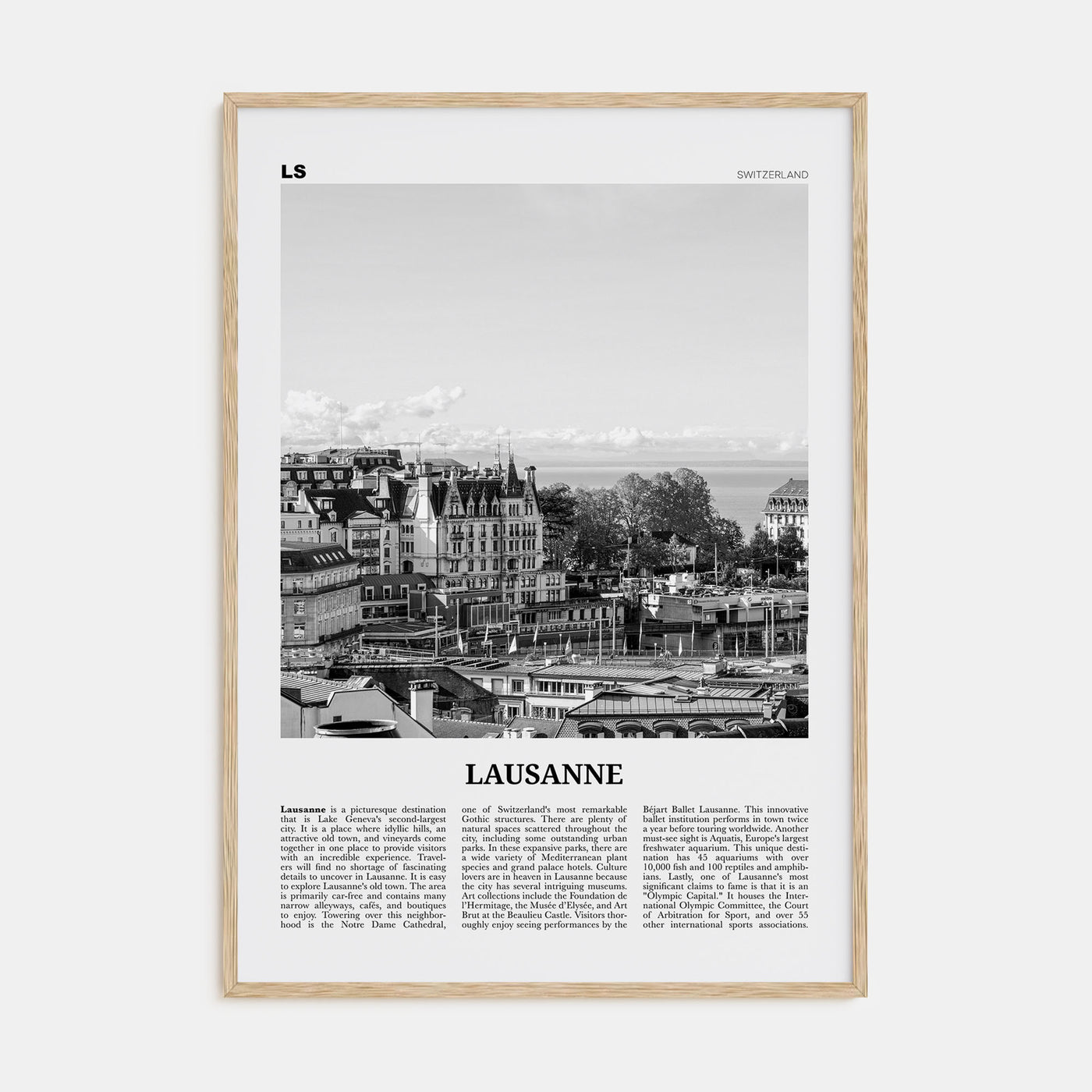 Lausanne Travel B&W Poster