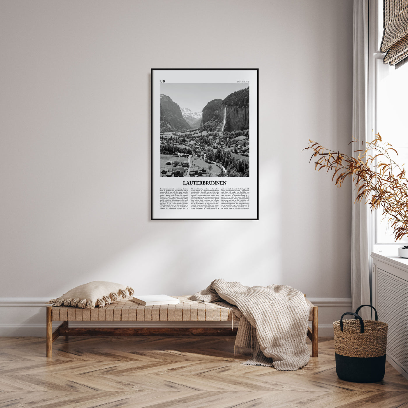 Lauterbrunnen Travel B&W Poster