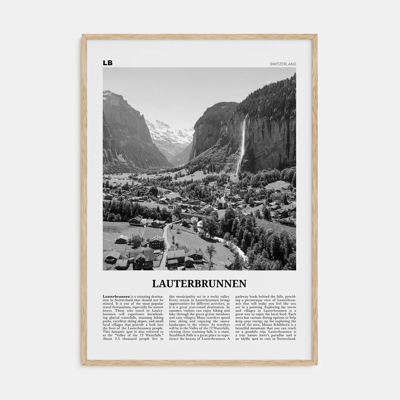 Lauterbrunnen Travel B&W Poster