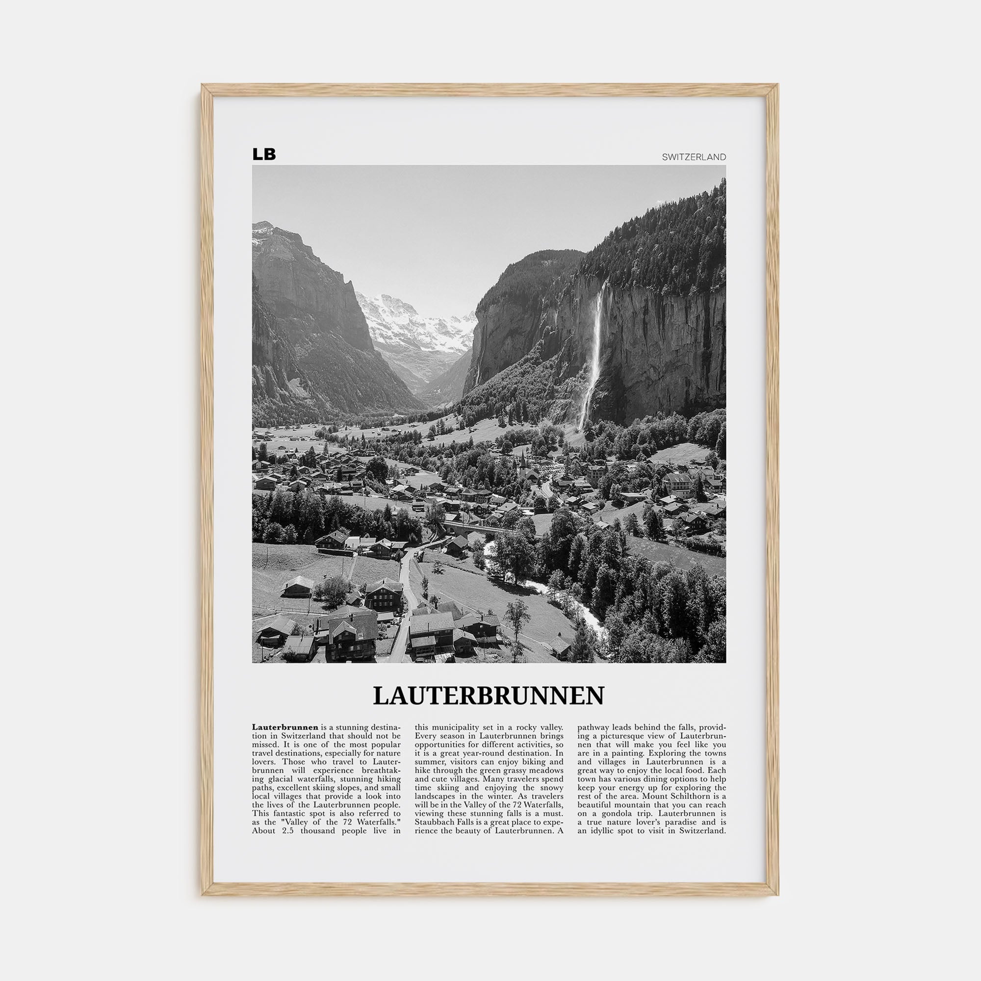 Lauterbrunnen Travel B&W Poster