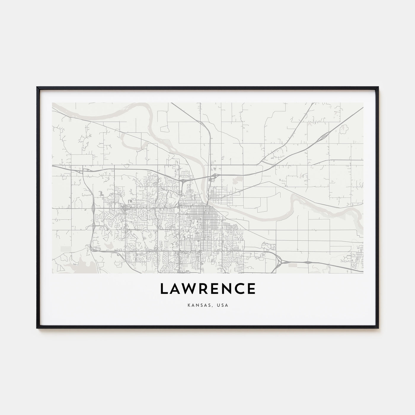 Lawrence, Kansas Map Landscape Poster