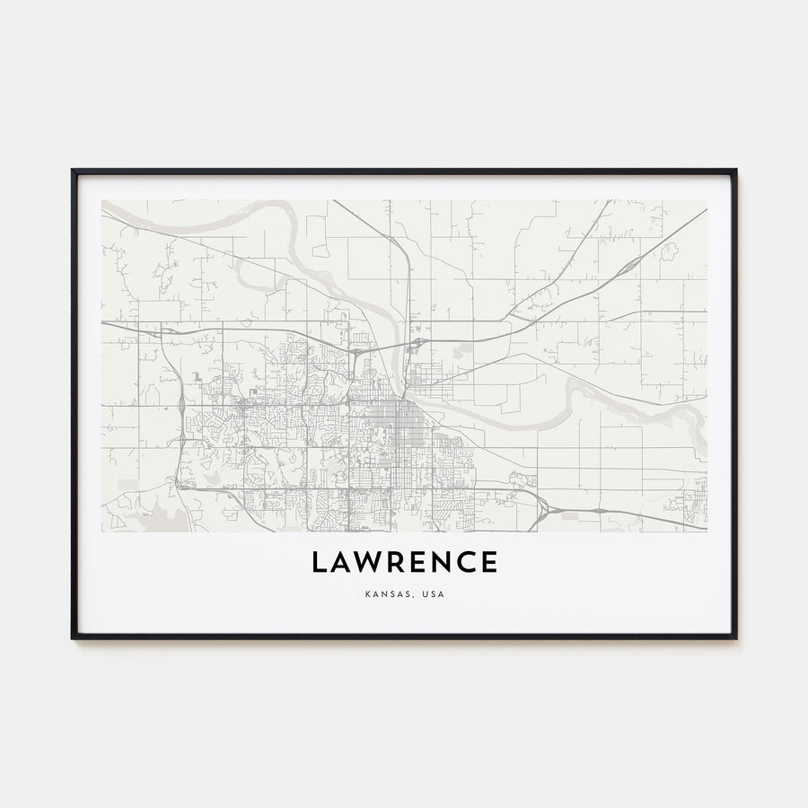 Lawrence, Kansas Map Landscape Poster