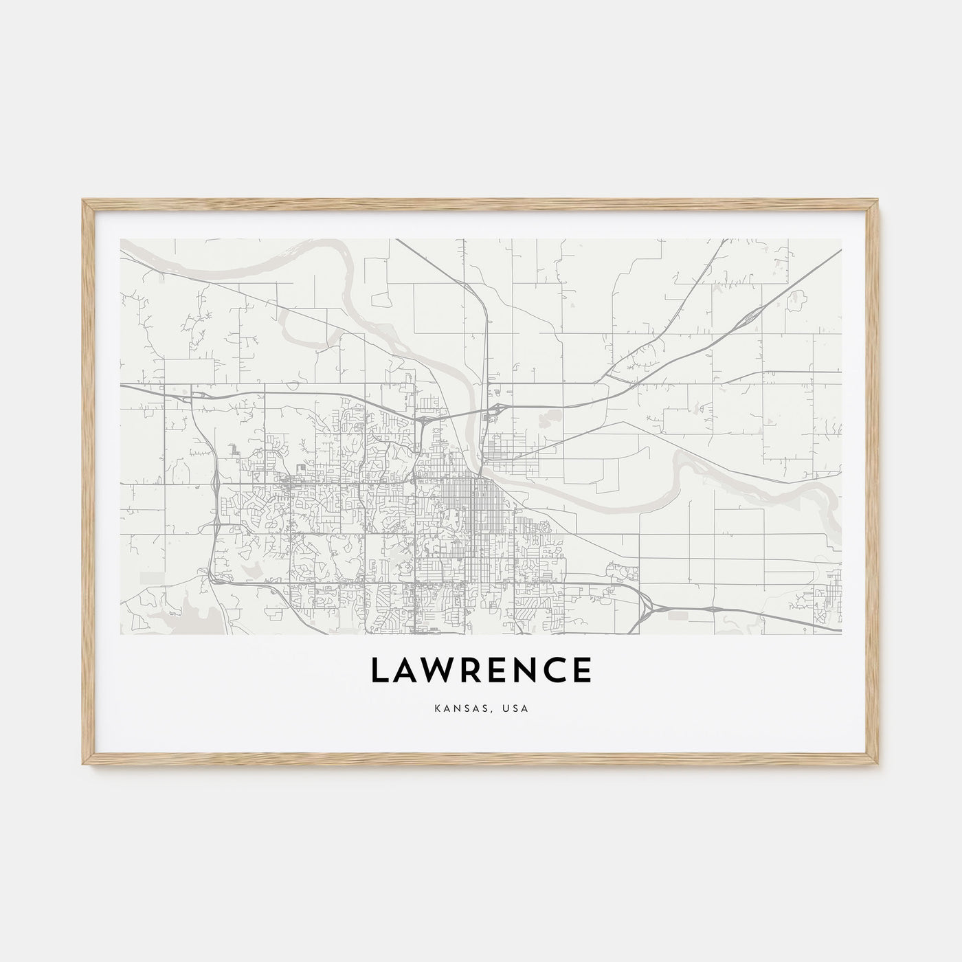 Lawrence, Kansas Map Landscape Poster