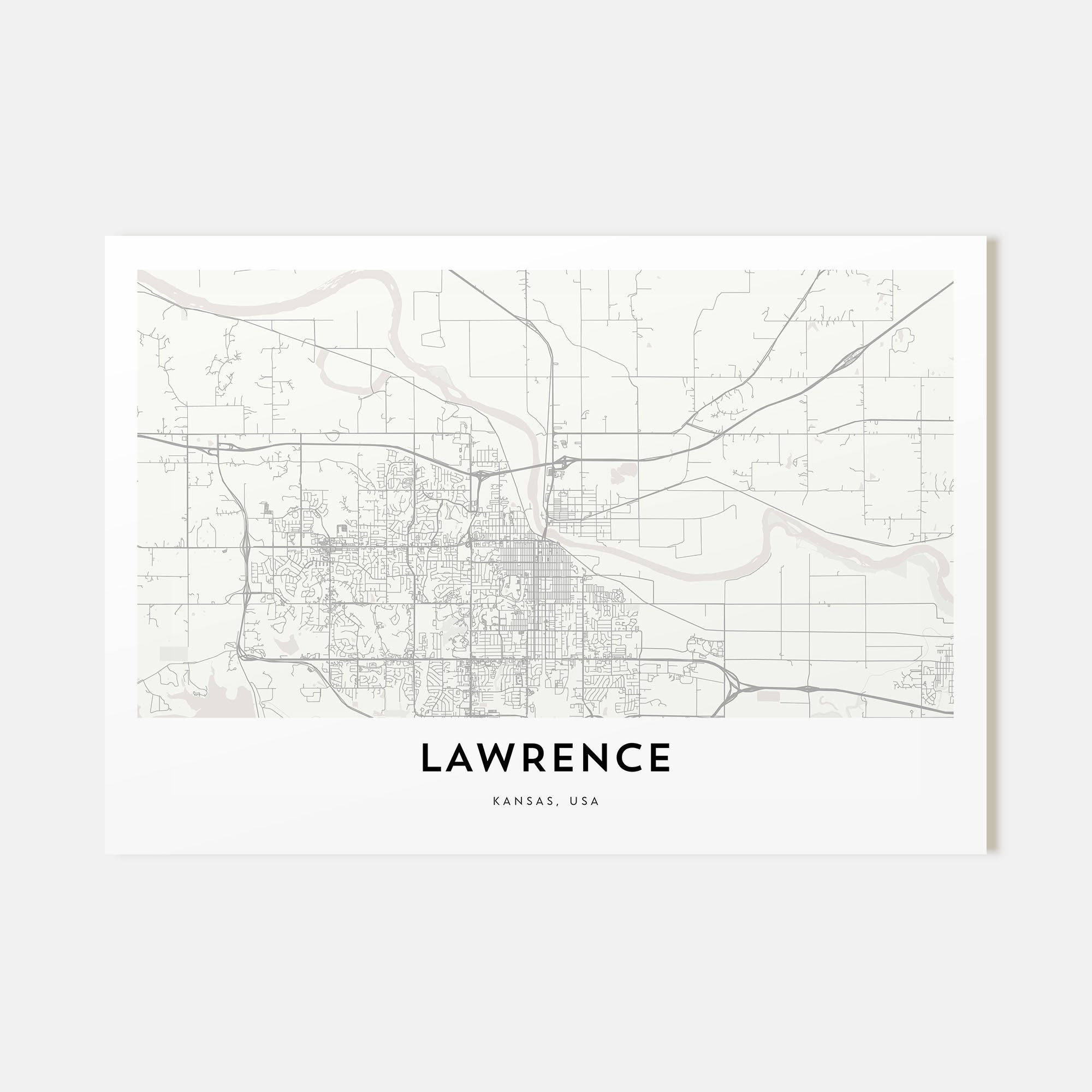 Lawrence, Kansas Map Landscape Poster