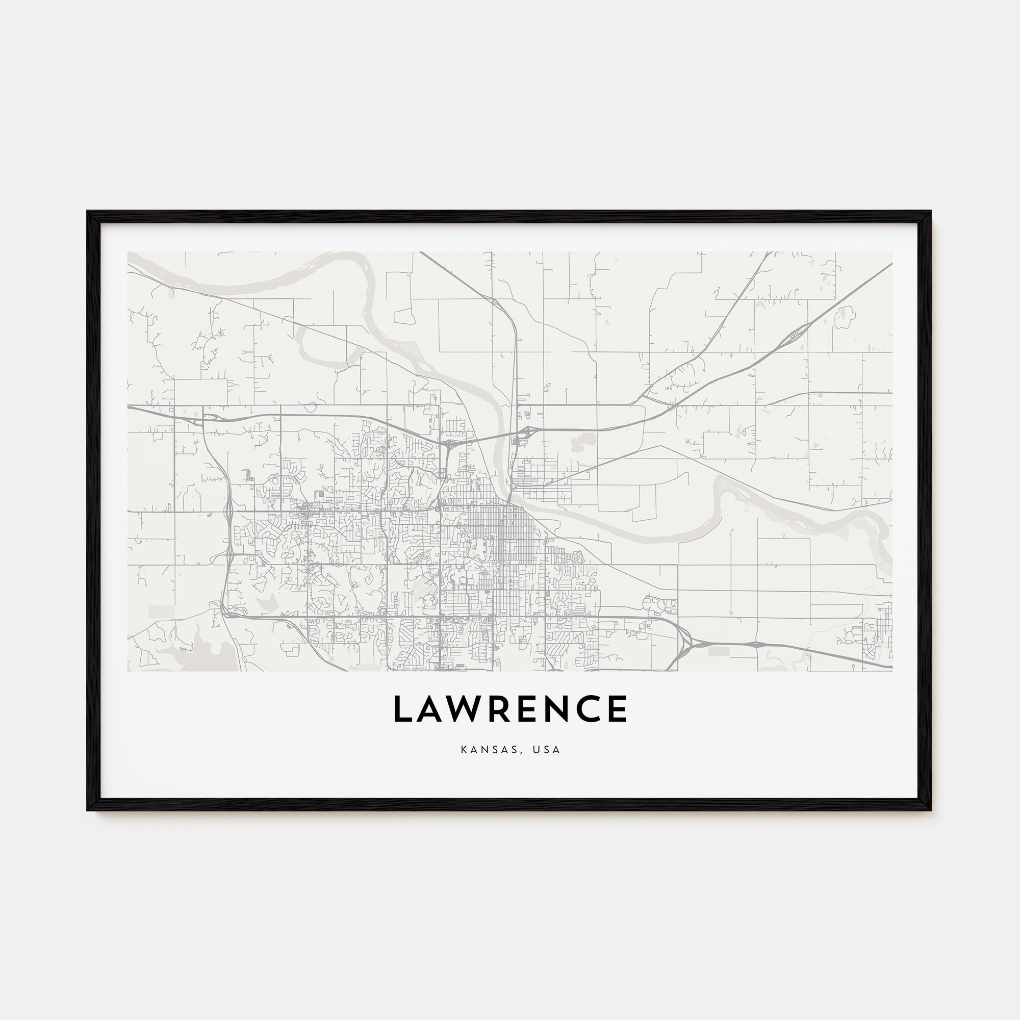 Lawrence, Kansas Map Landscape Poster