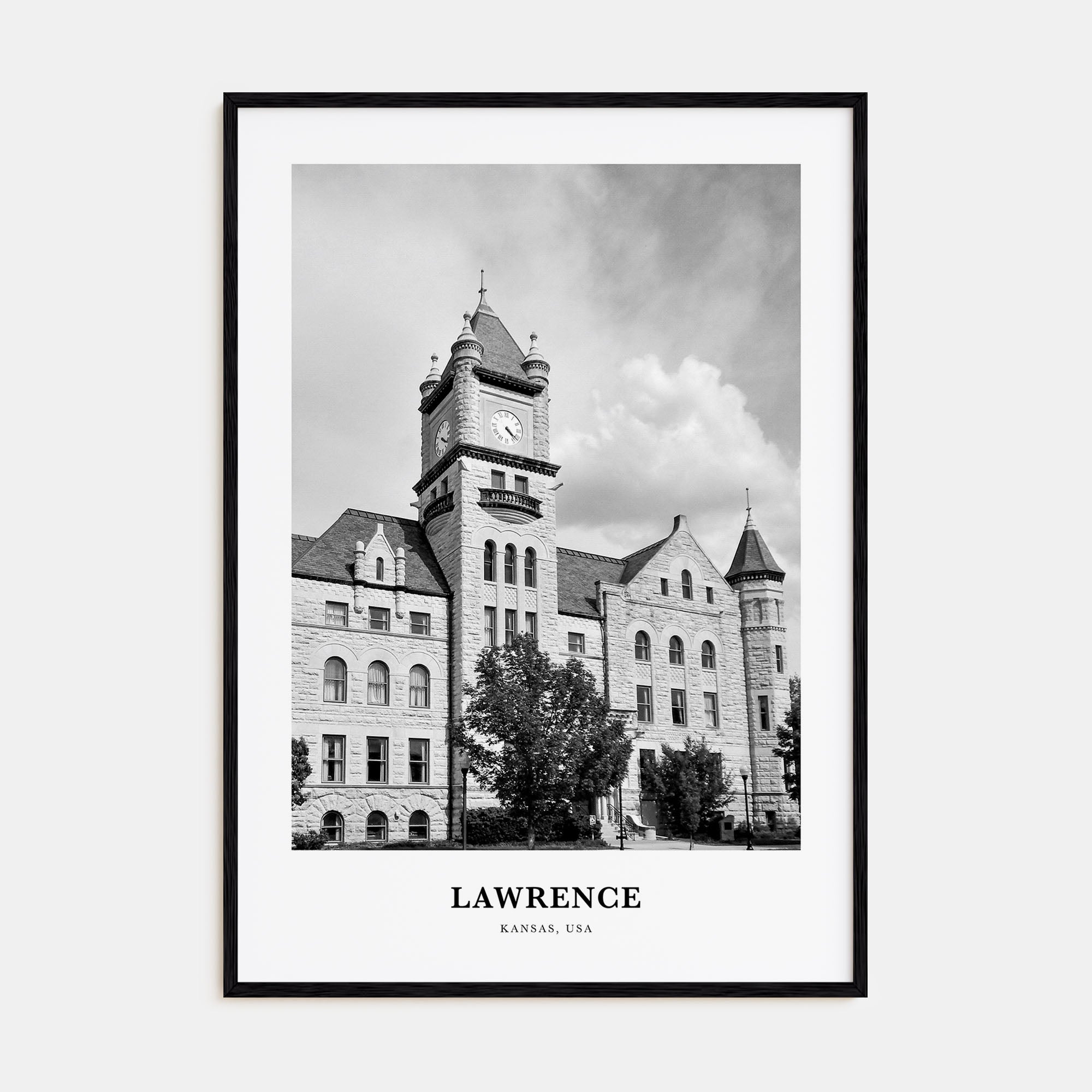 Lawrence, Kansas Portrait B&W Poster