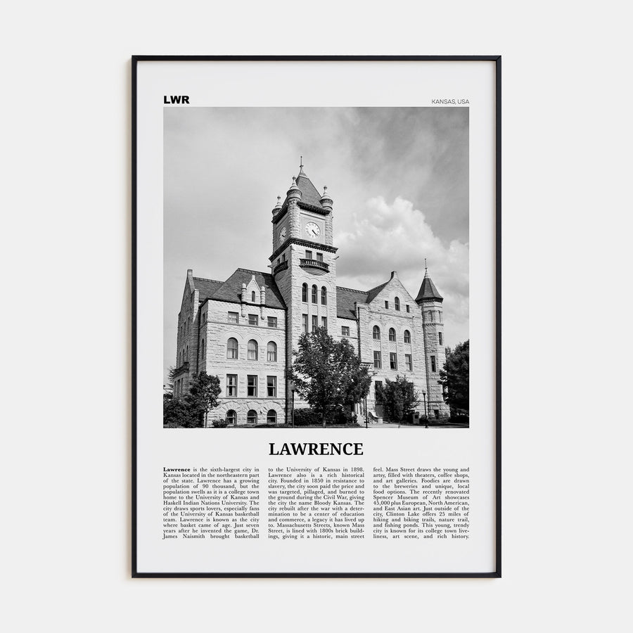 Lawrence, Kansas Travel B&W Poster