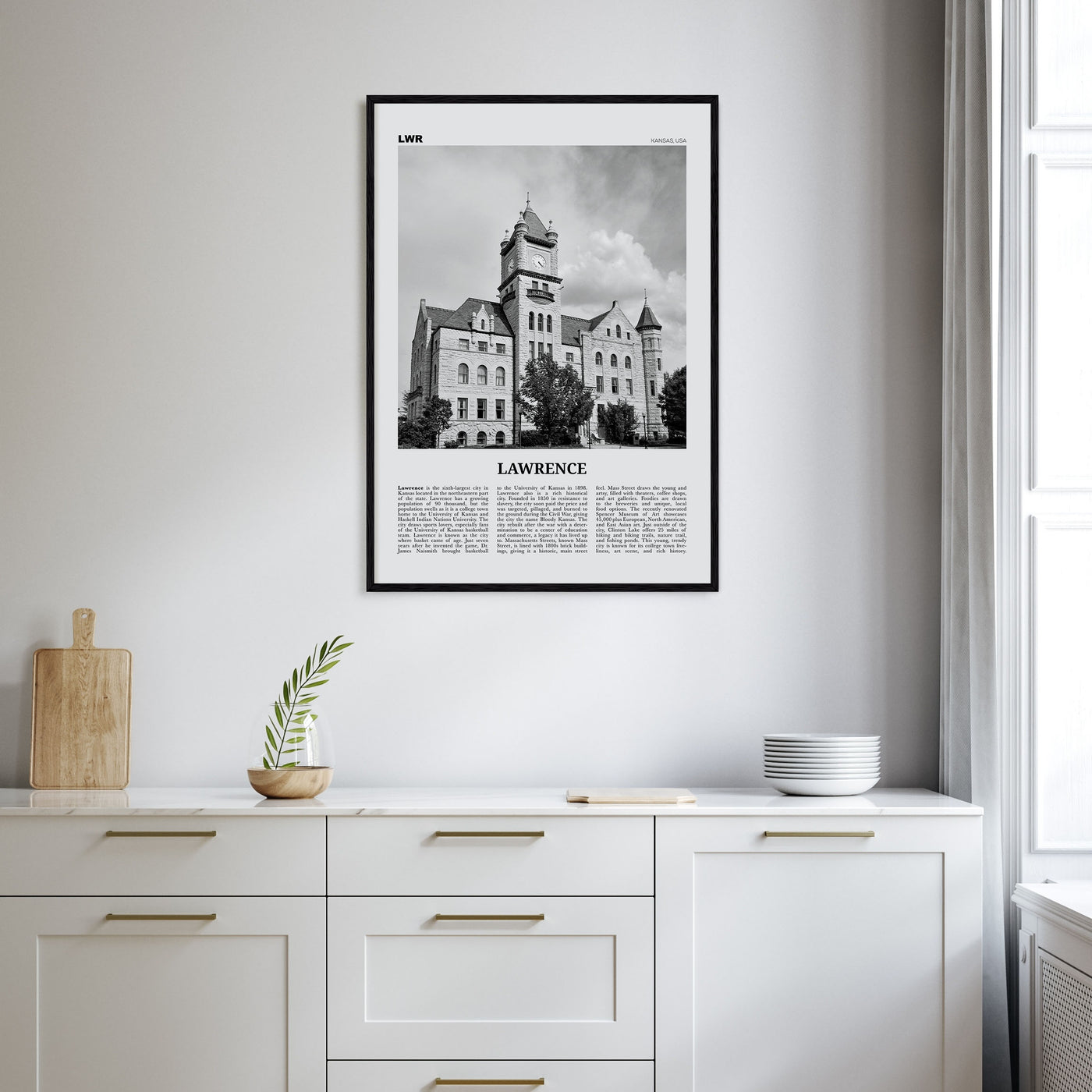 Lawrence, Kansas Travel B&W Poster
