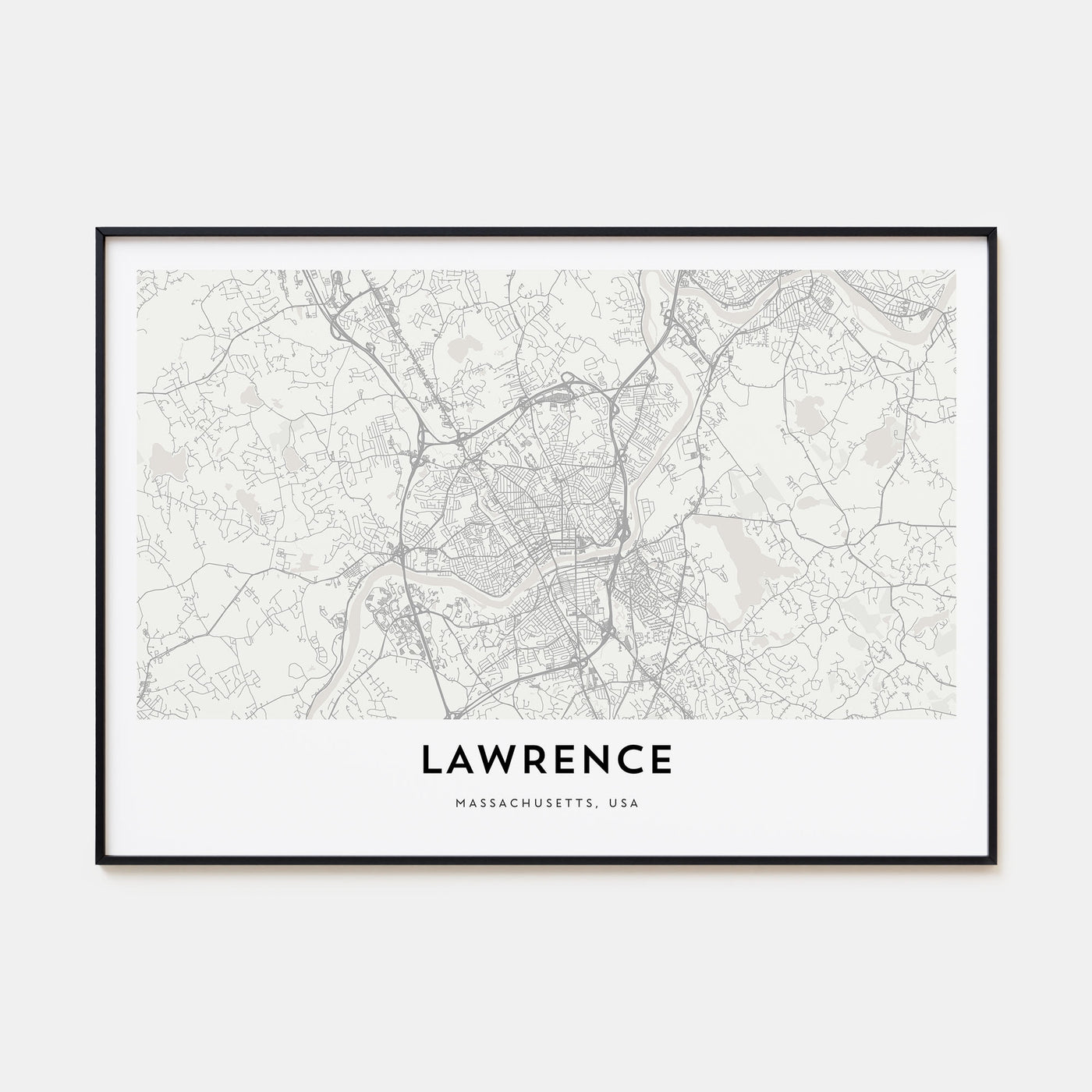 Lawrence, Massachusetts Map Landscape Poster