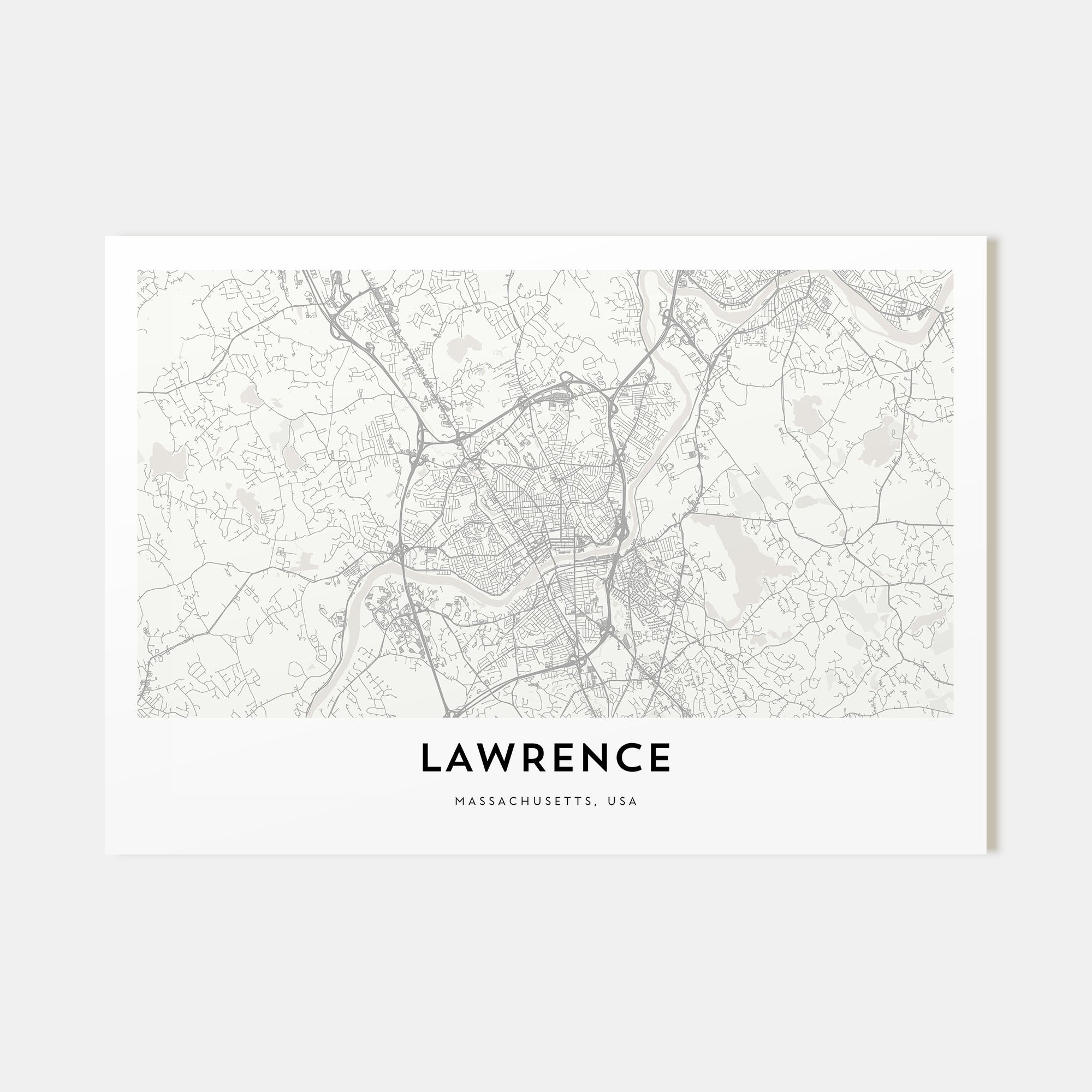 Lawrence, Massachusetts Map Landscape Poster