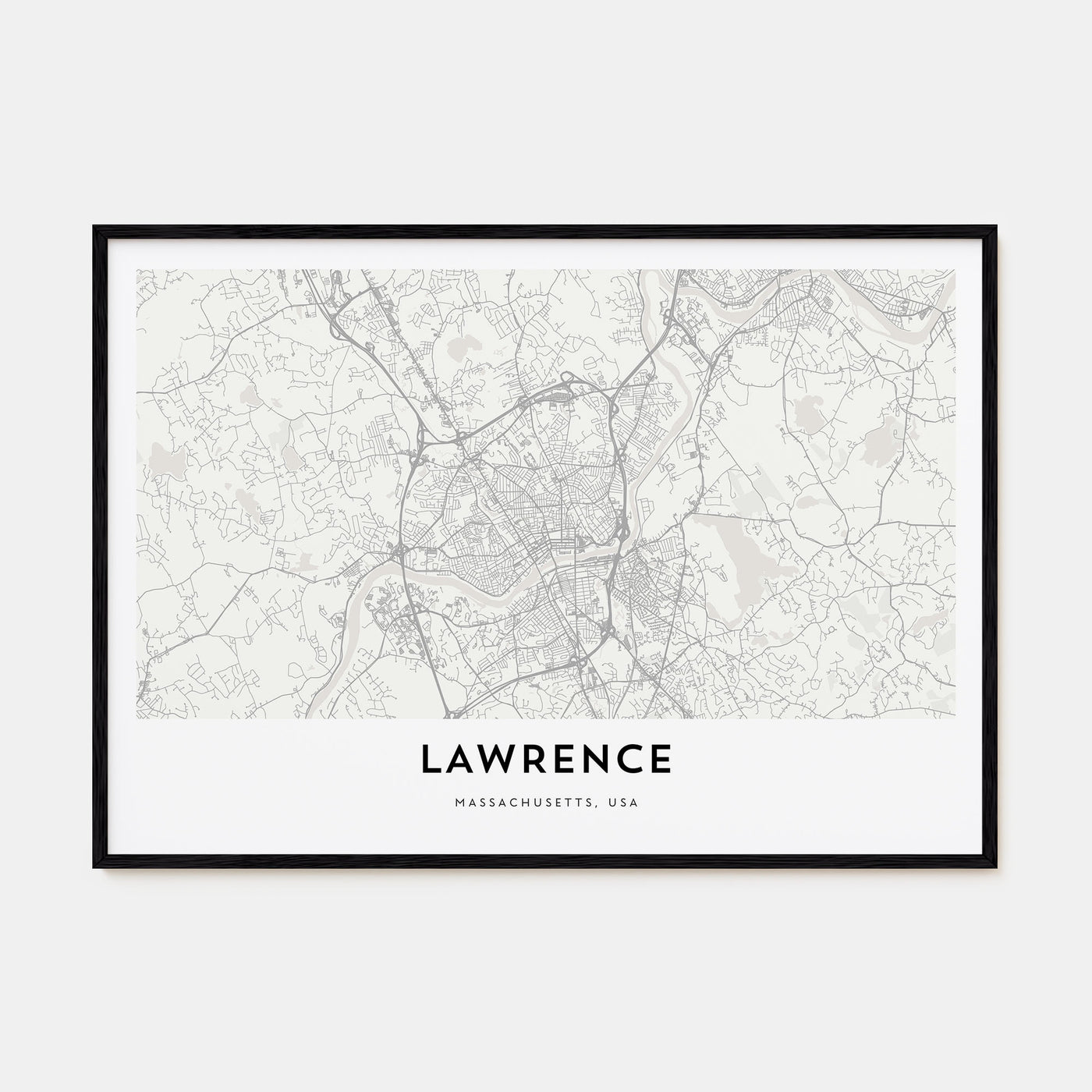 Lawrence, Massachusetts Map Landscape Poster