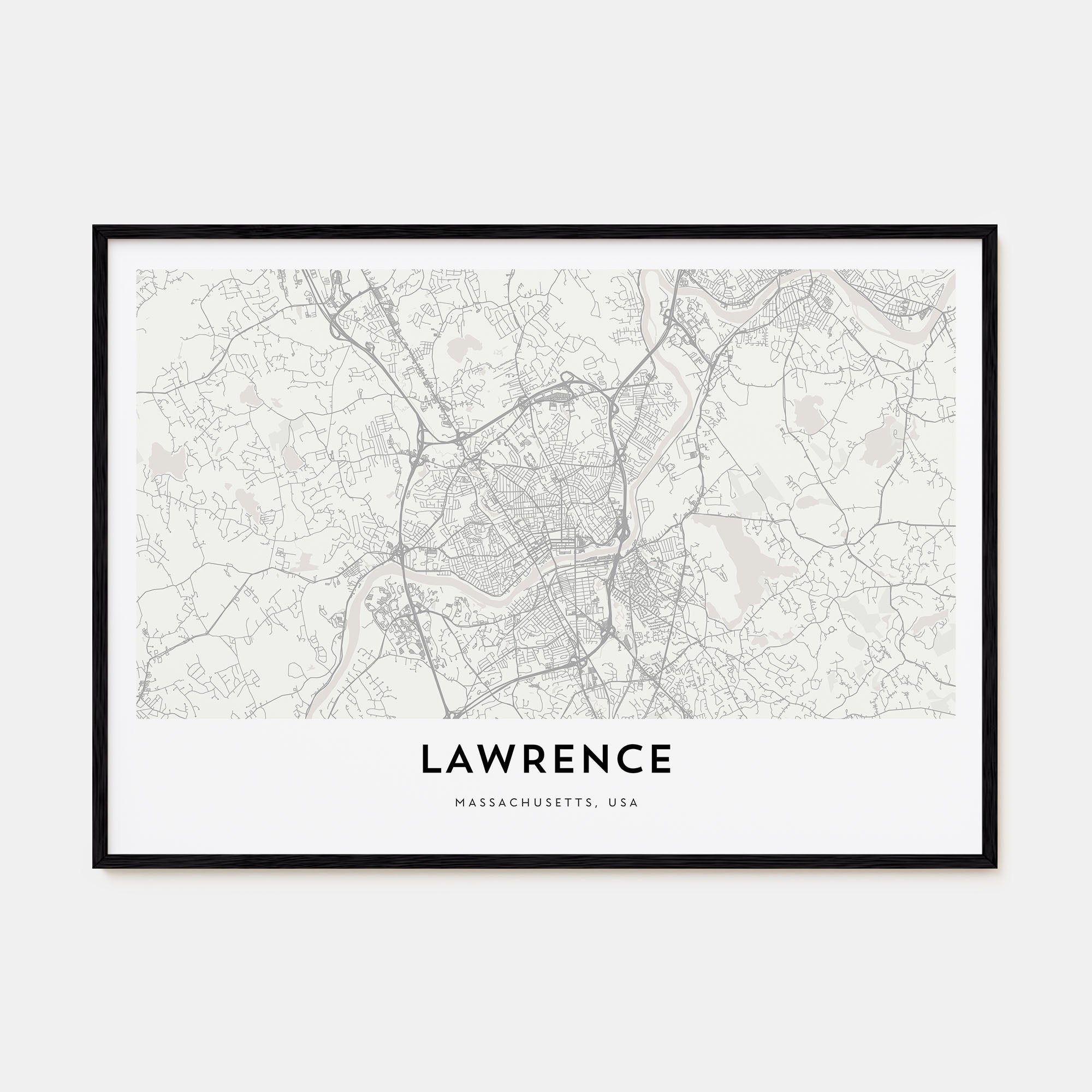 Lawrence, Massachusetts Map Landscape Poster