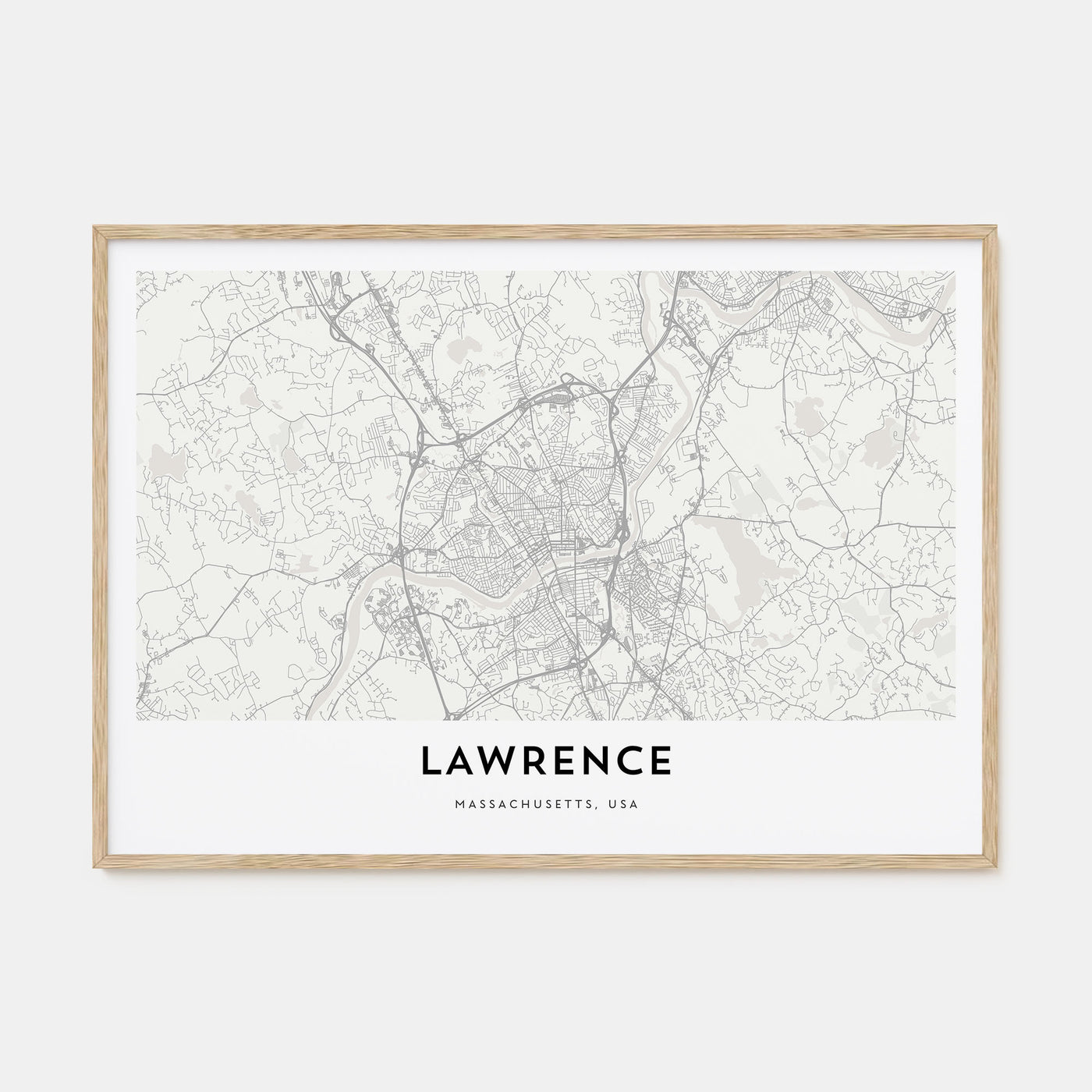 Lawrence, Massachusetts Map Landscape Poster