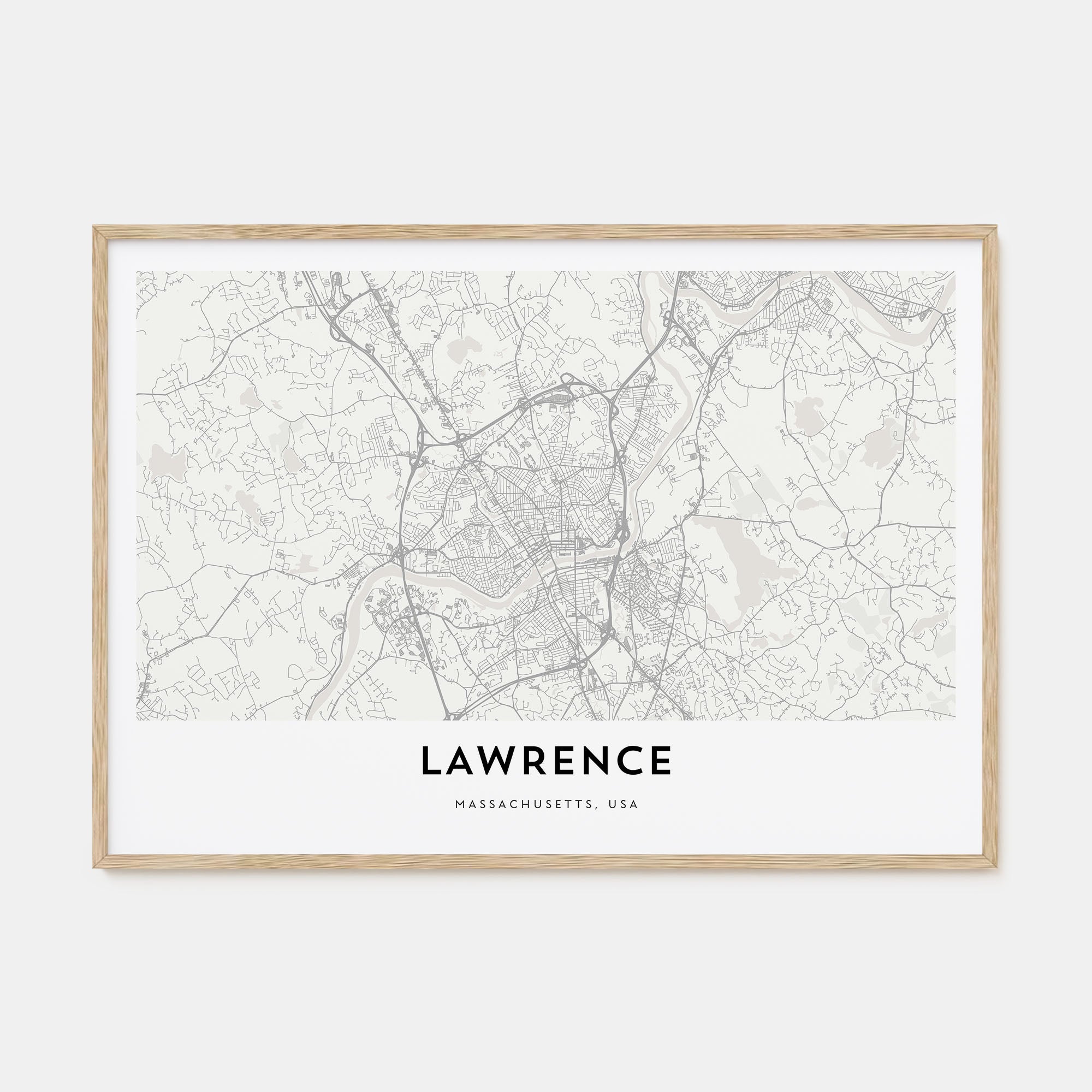 Lawrence, Massachusetts Map Landscape Poster