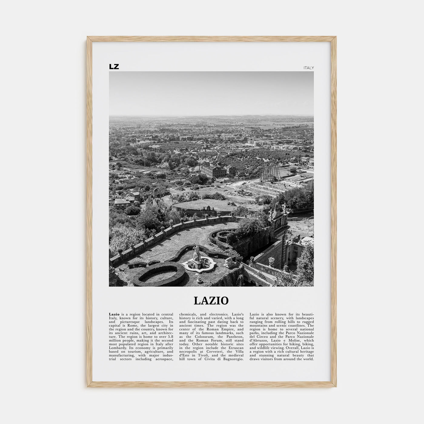 Lazio Travel B&W Poster