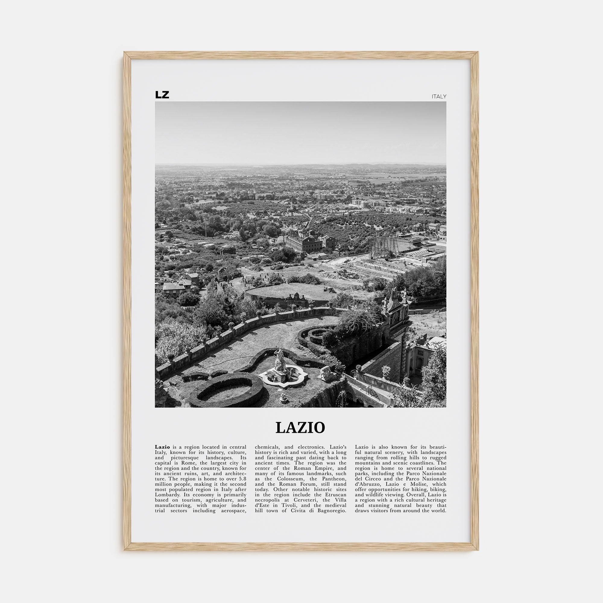 Lazio Travel B&W Poster