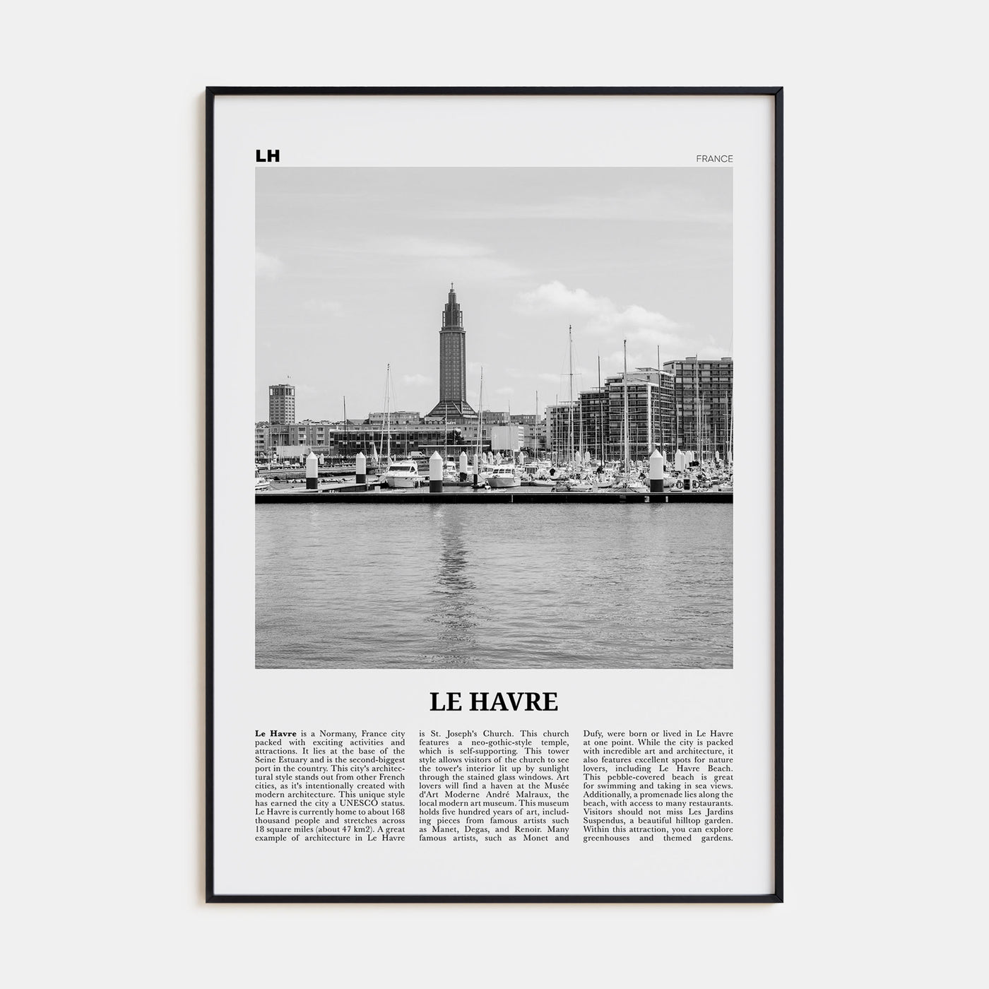 Le Havre Travel B&W Poster