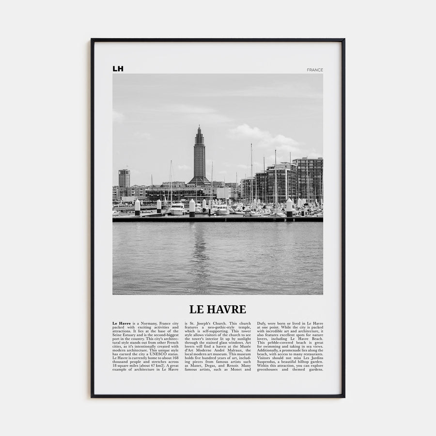 Le Havre Travel B&W Poster