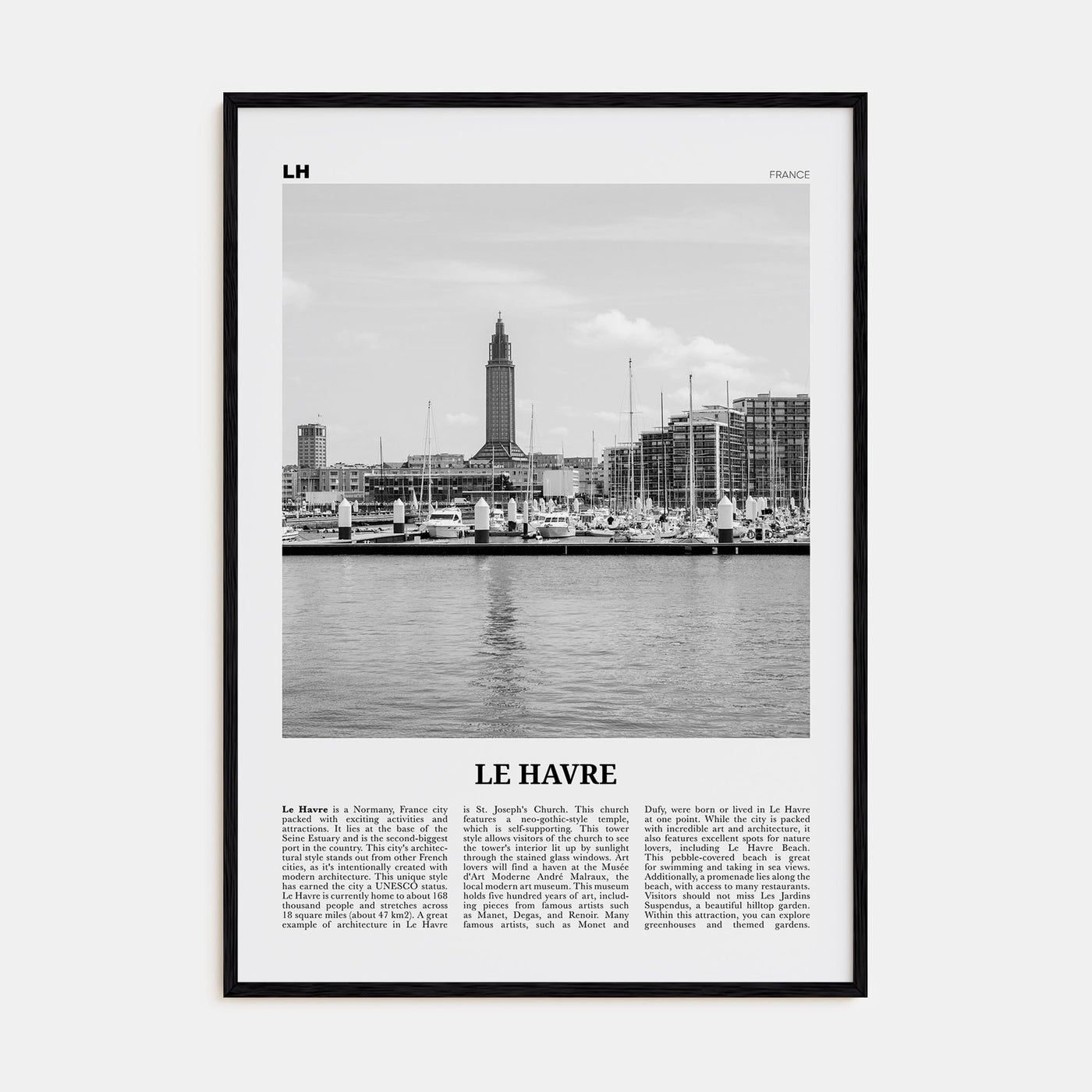 Le Havre Travel B&W Poster